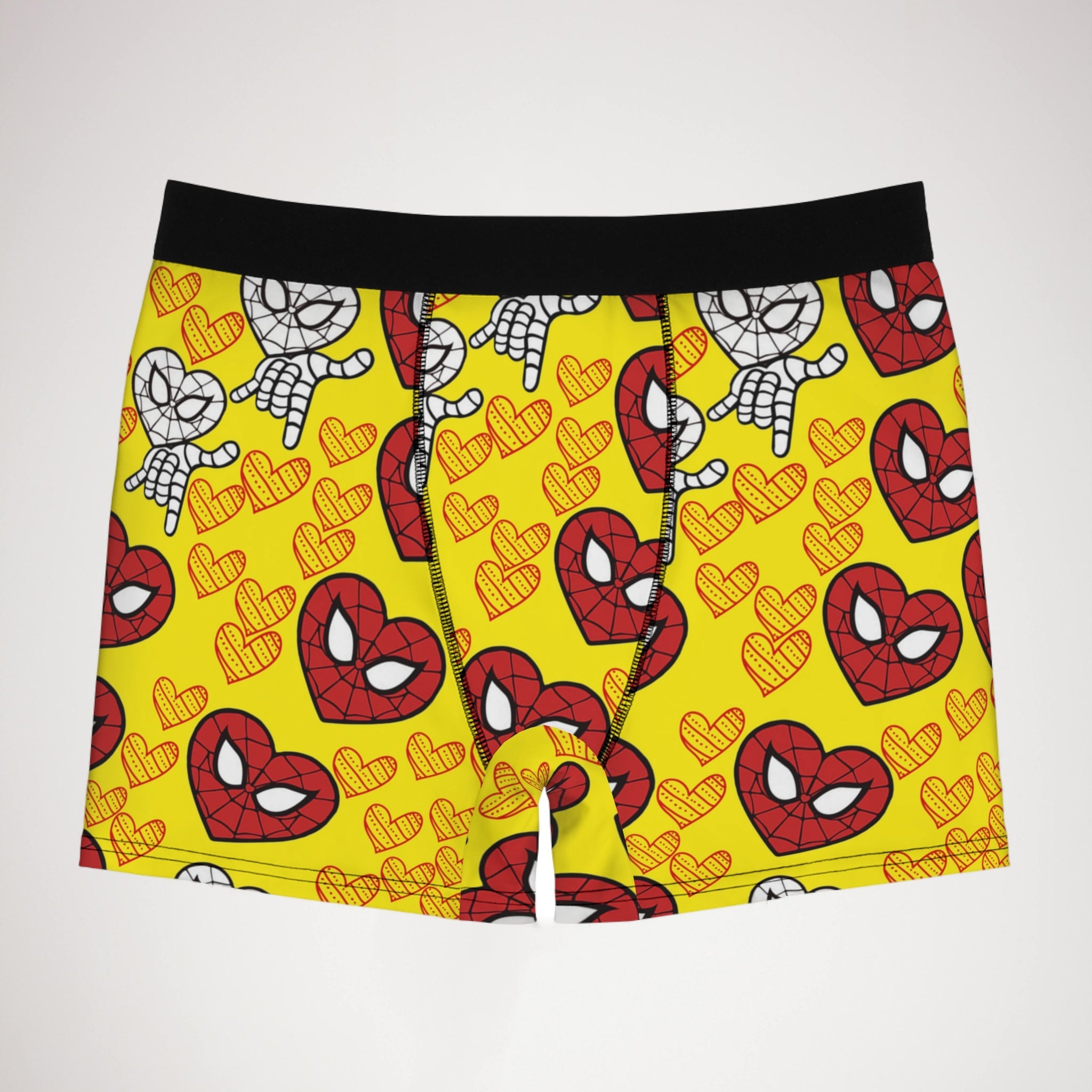 Men's boxer briefs spider heart kiss yellow