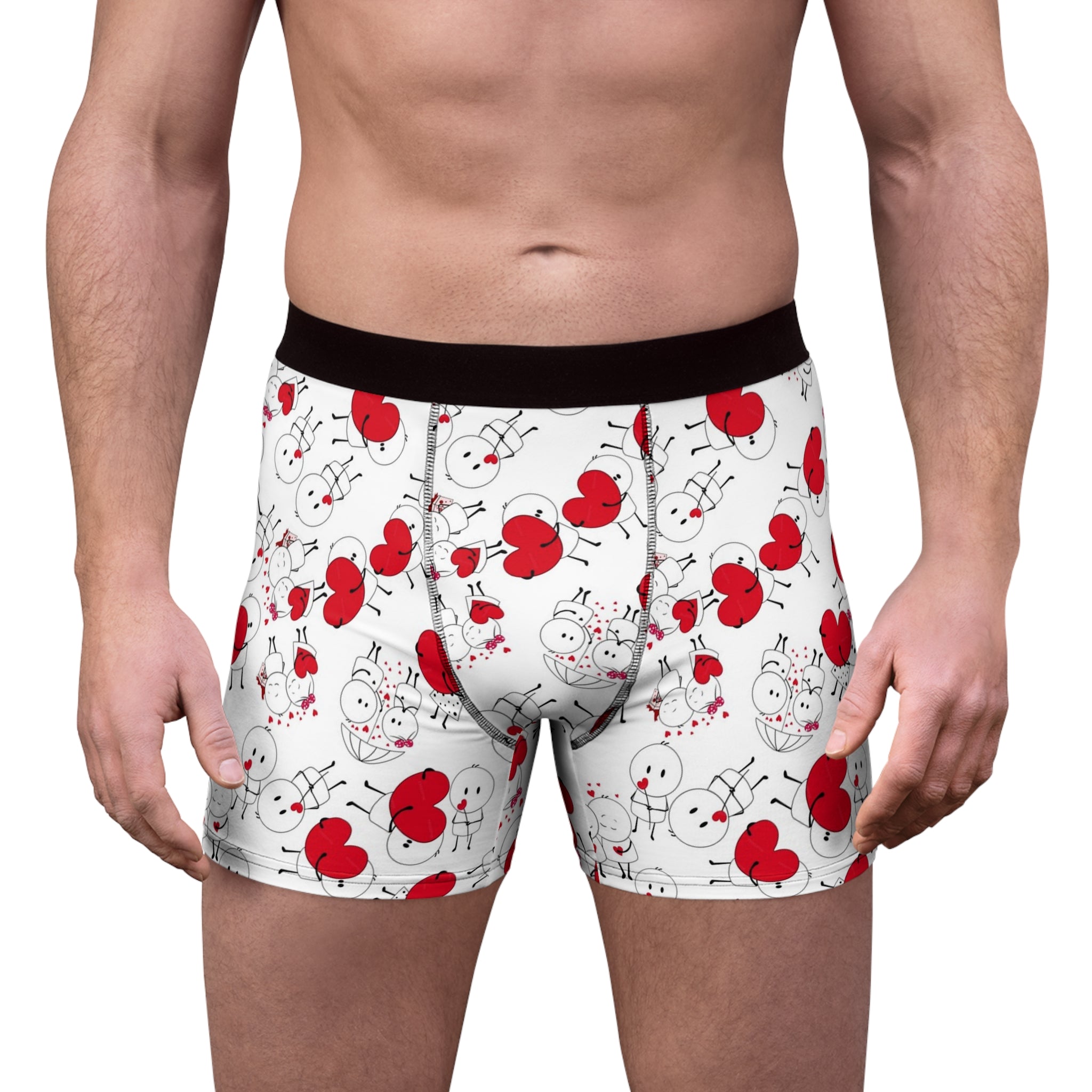 Men's boxer briefs cute valentine love white