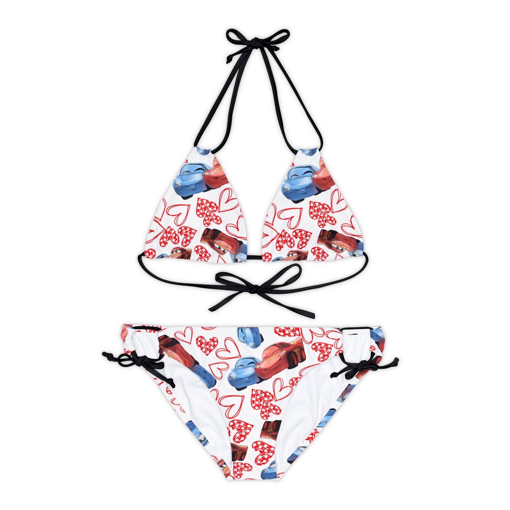 Strappy bikini set mcqueen couples hearts white