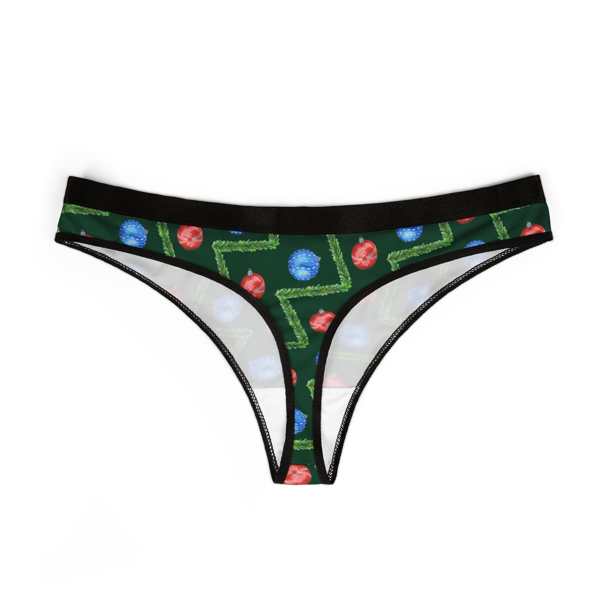 Women's thongs green christmas santa