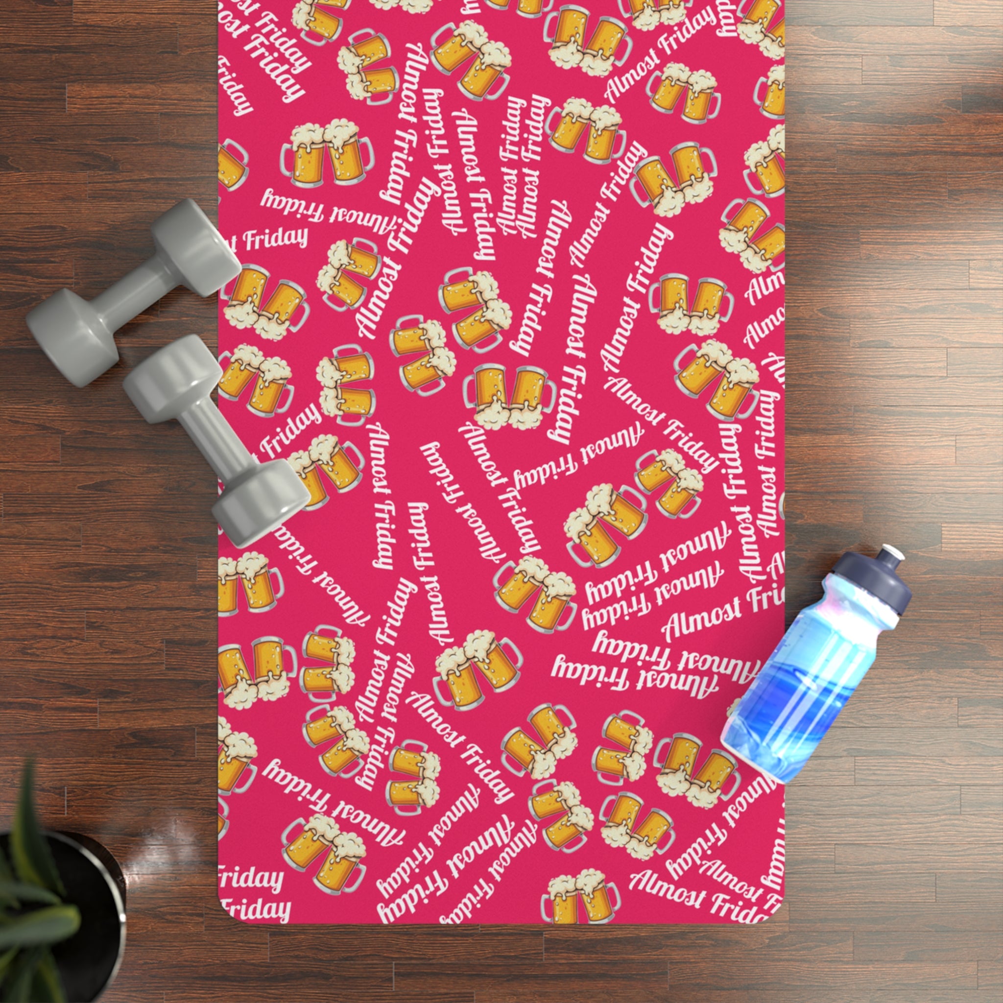 Rubber yoga mat almost friday beer pink