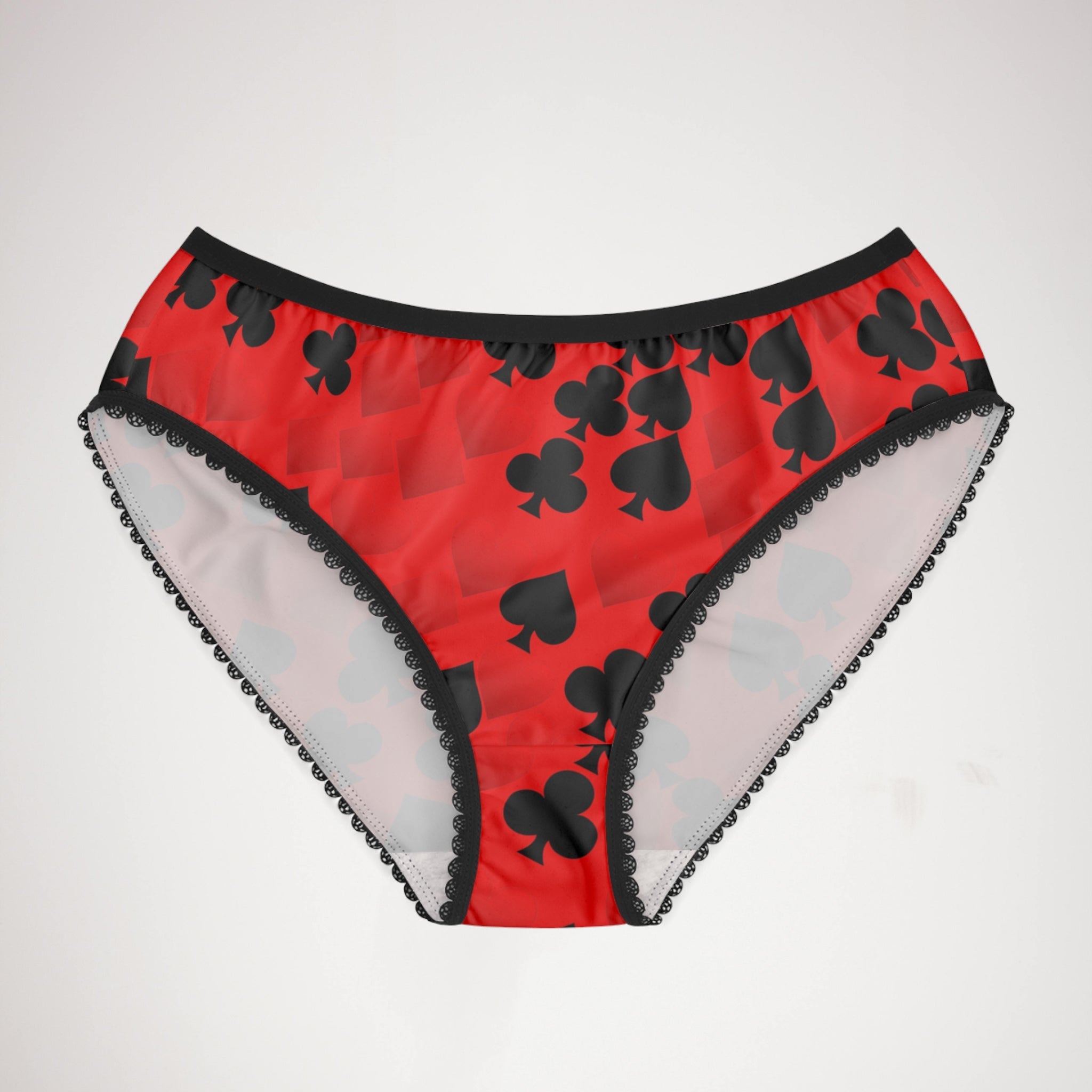 Women's briefs playing cards spades hearts diamonds clubs valentine love red