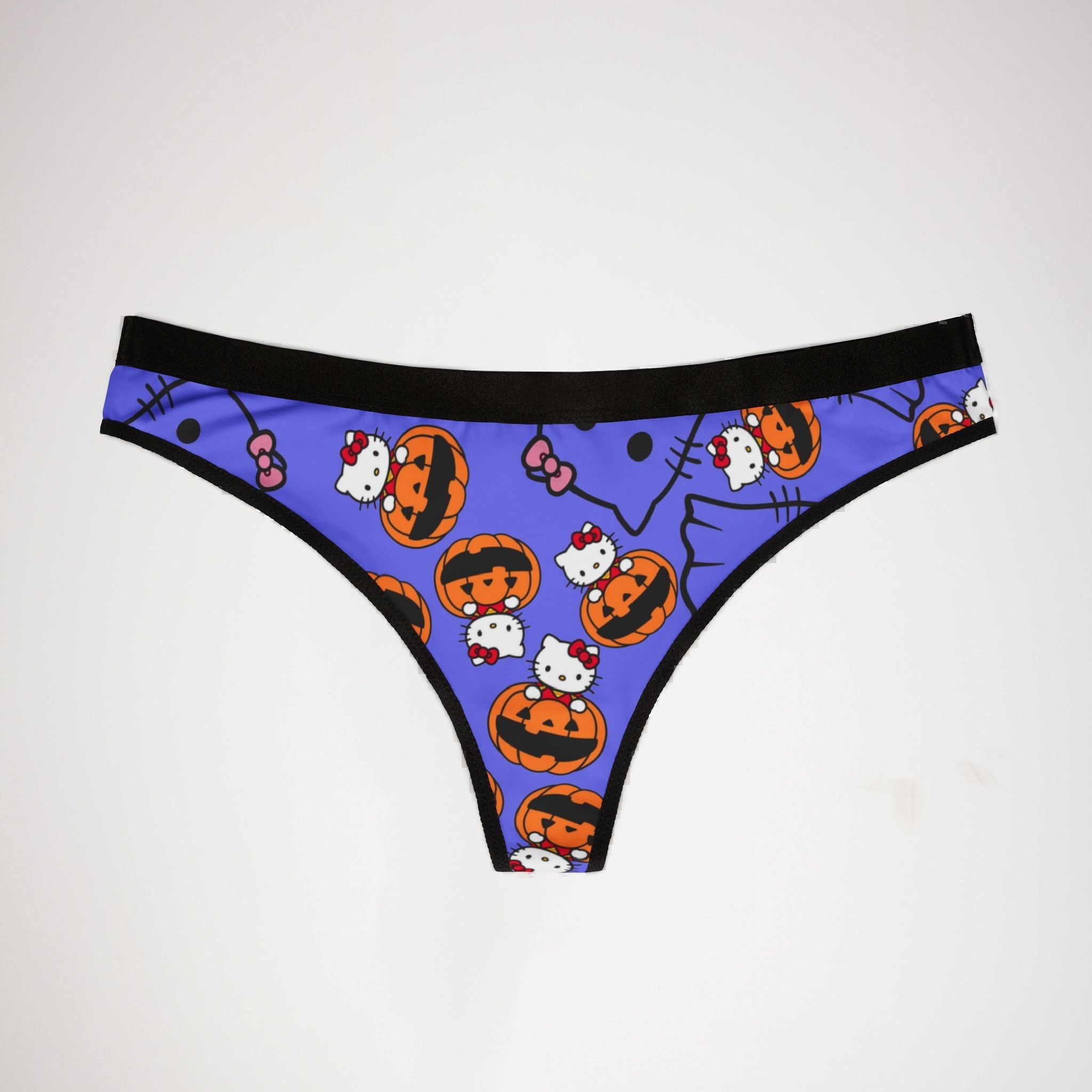 Women's thongs kitty pumpkin cute ghost blue