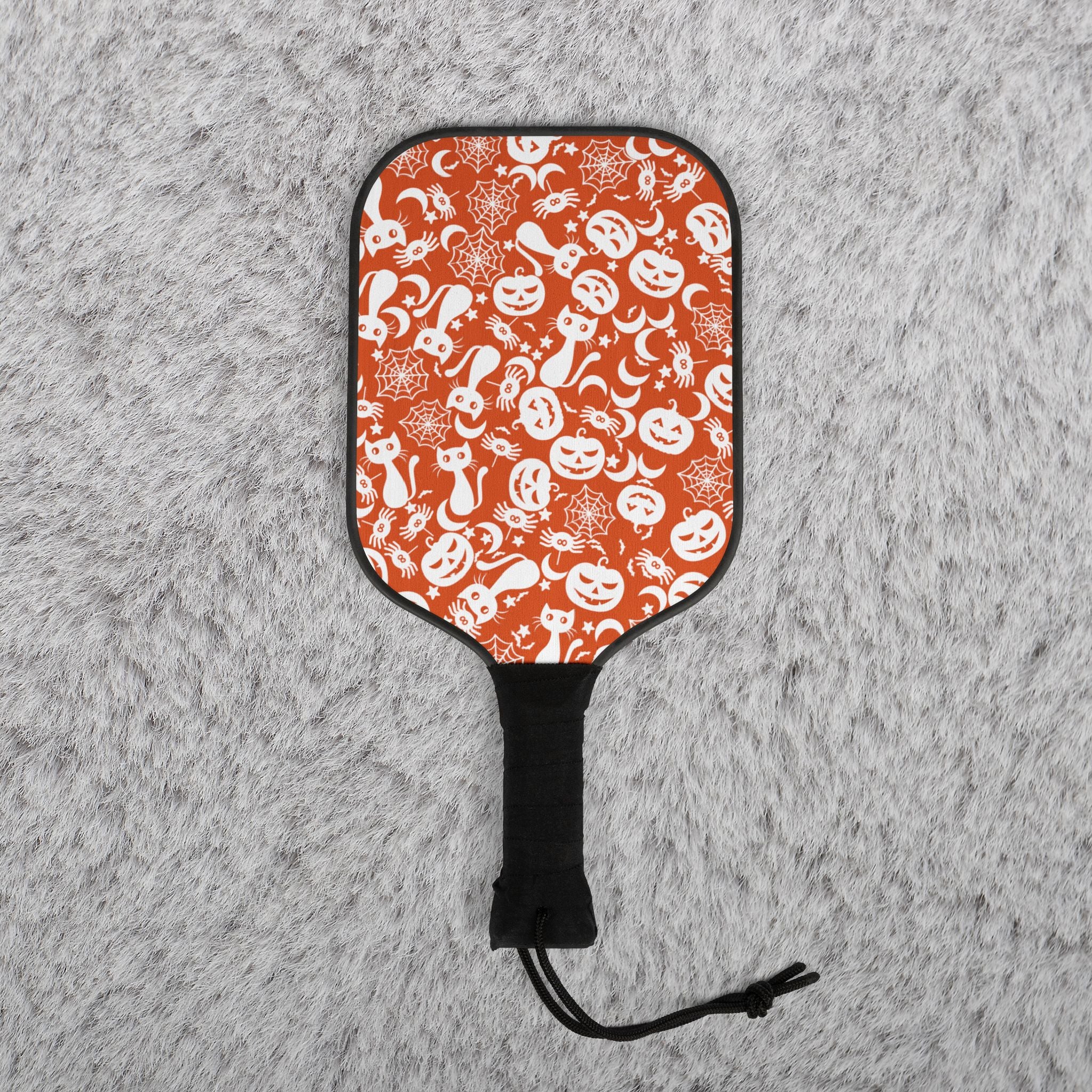 Pickleball kit (2 paddles + 2 balls + transparent bag) halloween pumpkin spider web orange