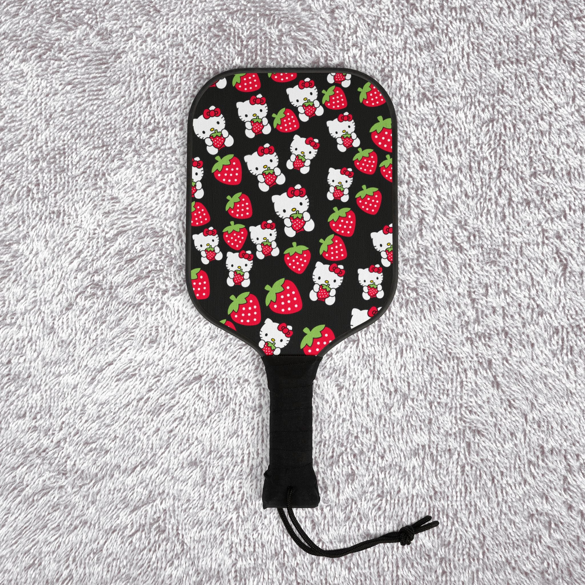 Pickleball kit (2 paddles + 2 balls + transparent bag) kitty strawberry valentine love black