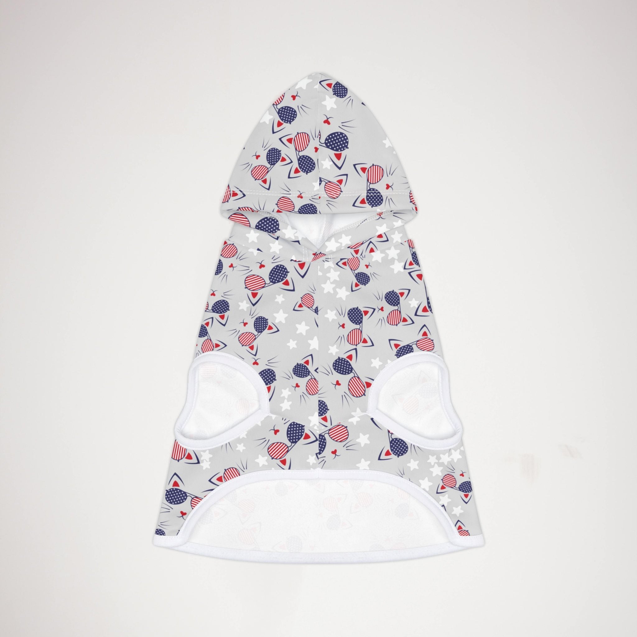 Pet hoodie Meowica  th july american independence day white