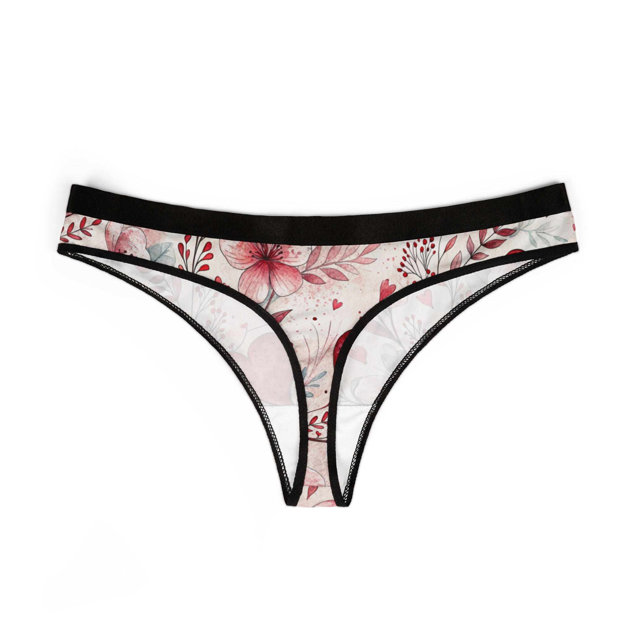 Women's thongs romantic watercolor wedding anniversary