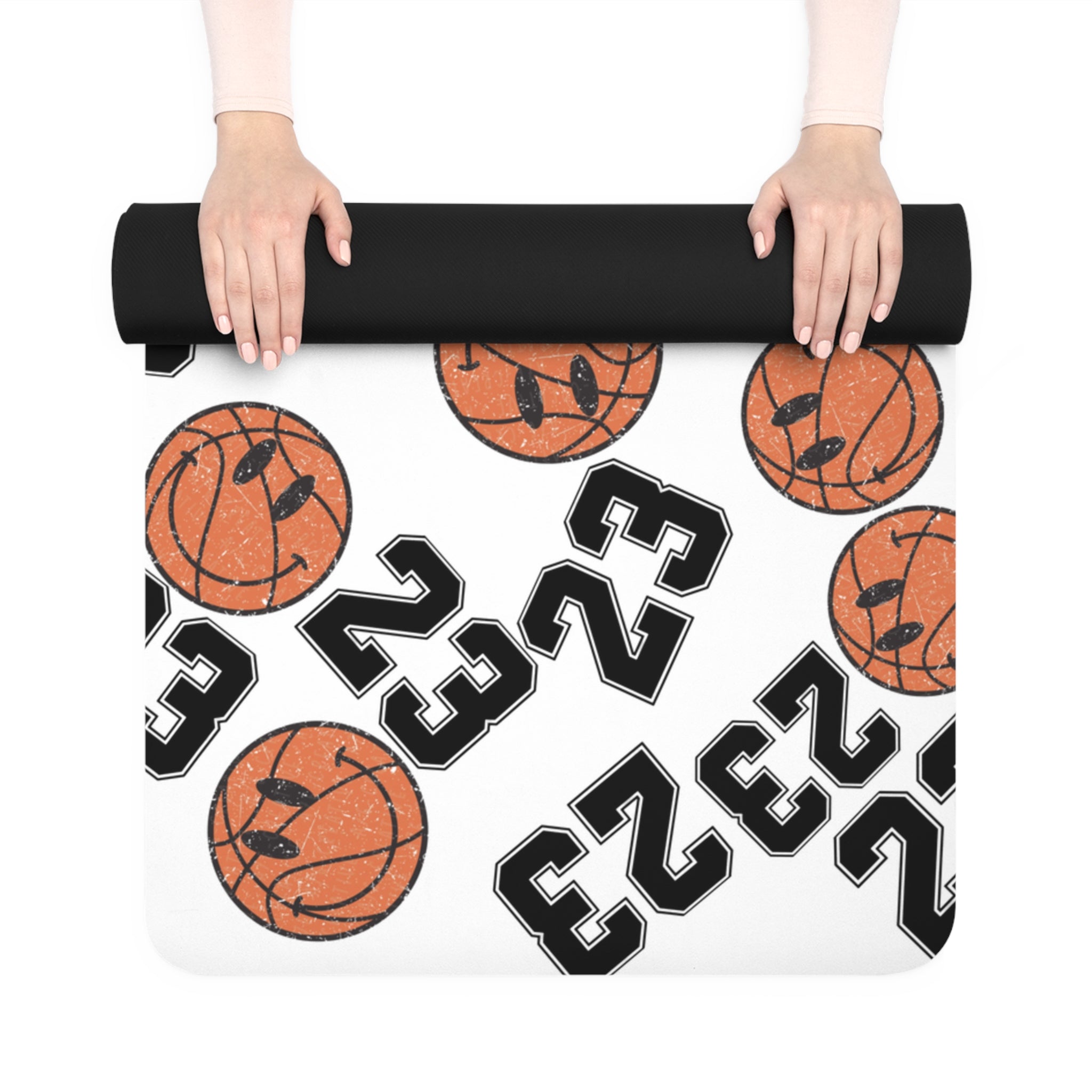 Rubber yoga mat number   basketball white