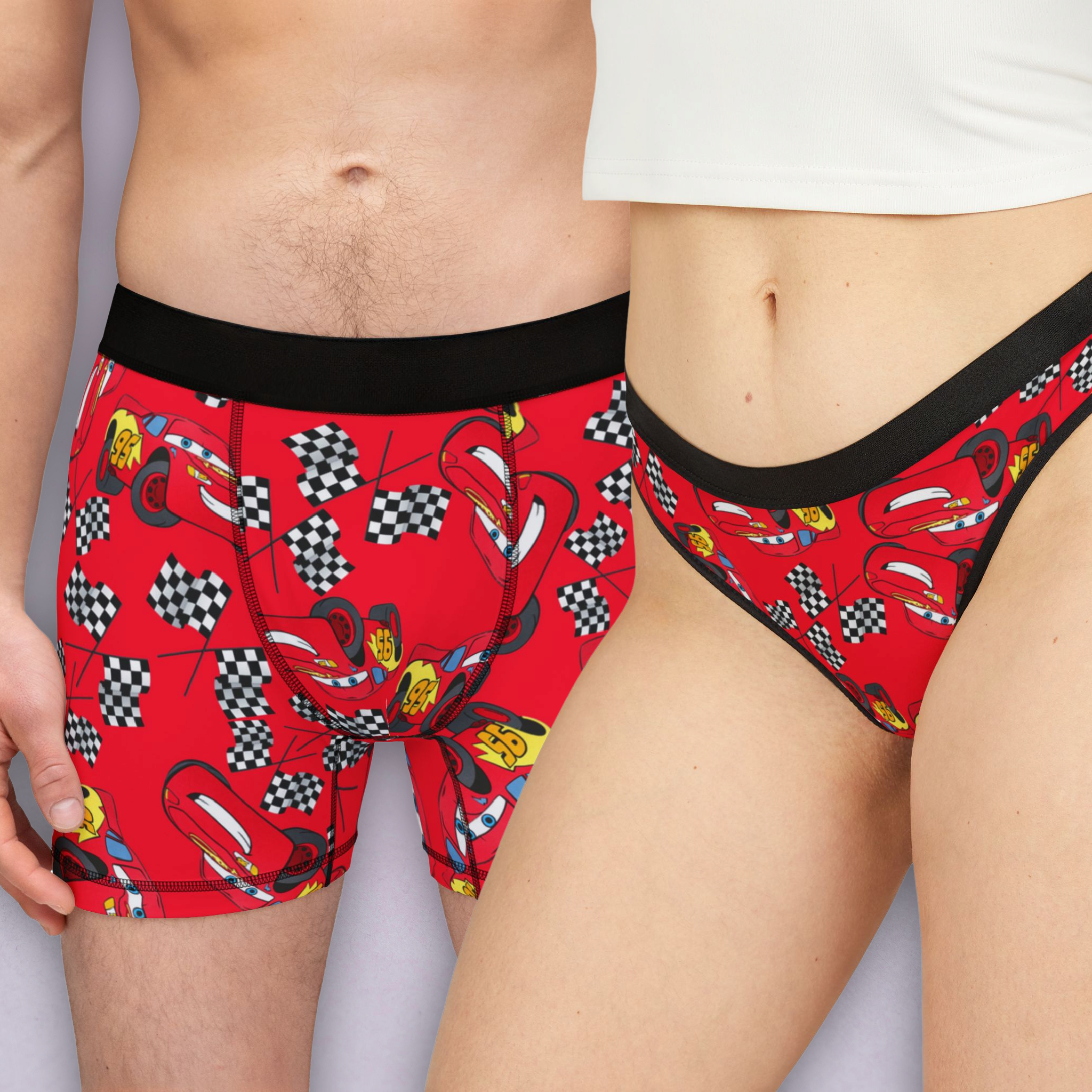 Couples matching  mcqueen flag character underwear set boxer and thong