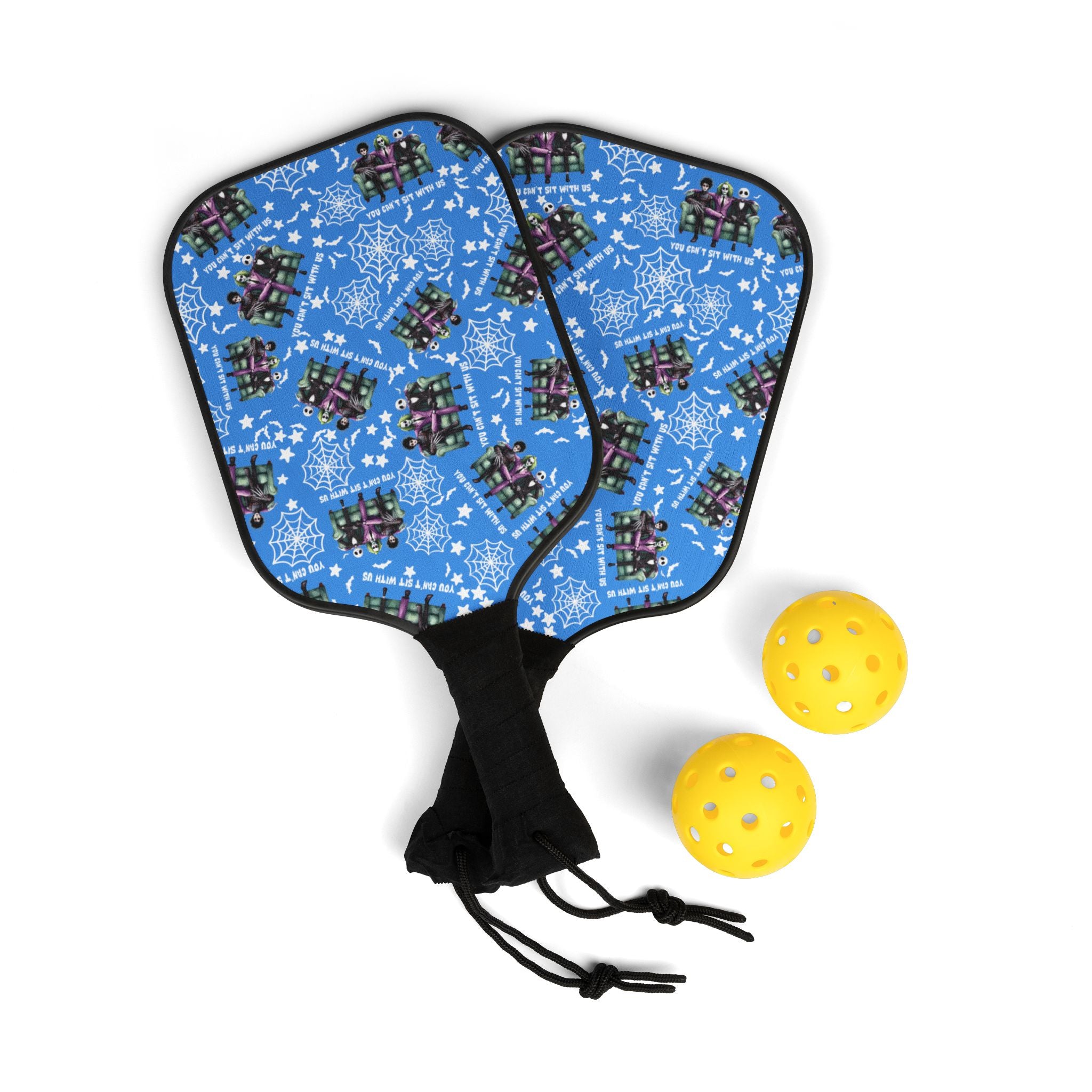 Pickleball kit (2 paddles + 2 balls + transparent bag) you can t shit with us halloween cyan