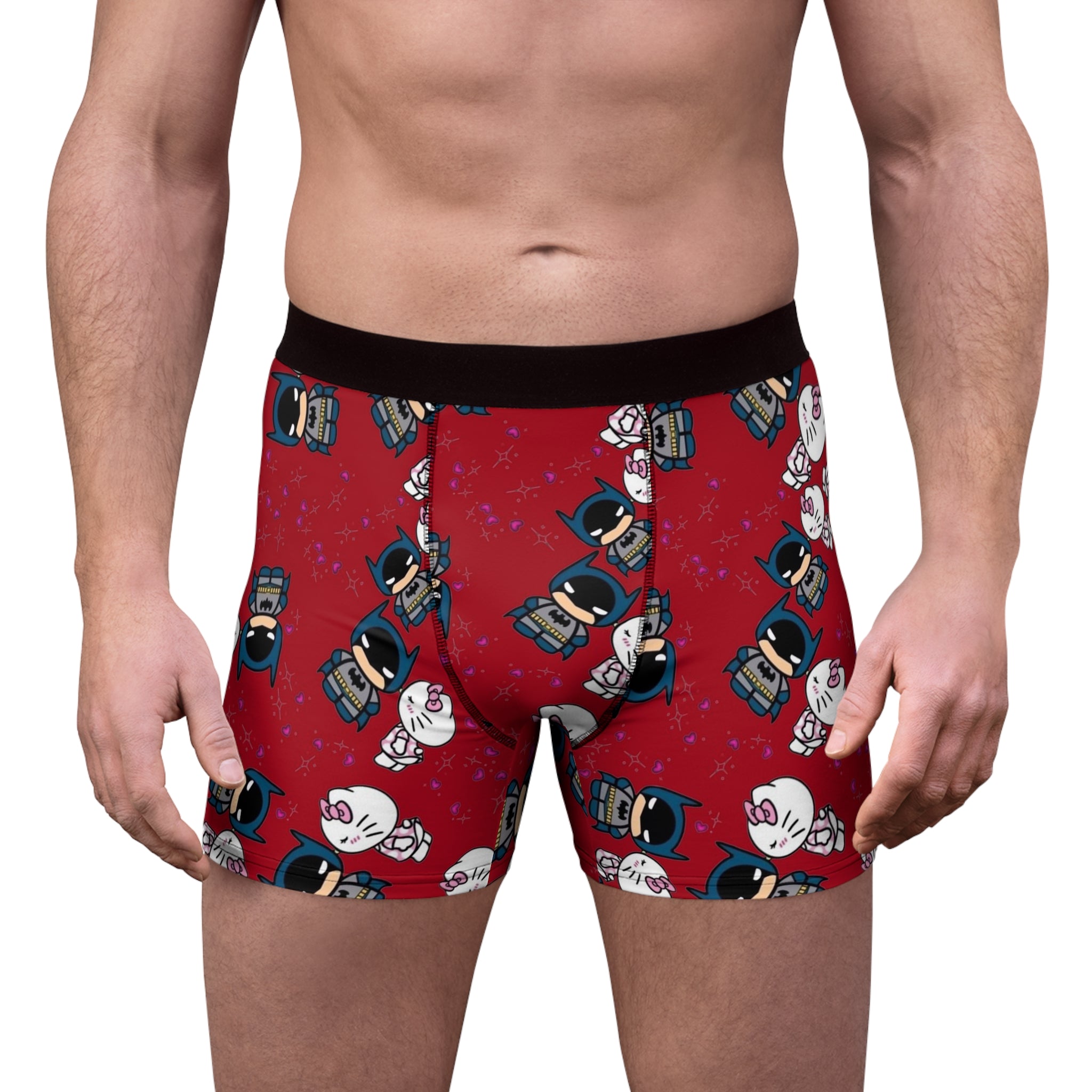 Men's boxer briefs kitty batman valentine kiss red