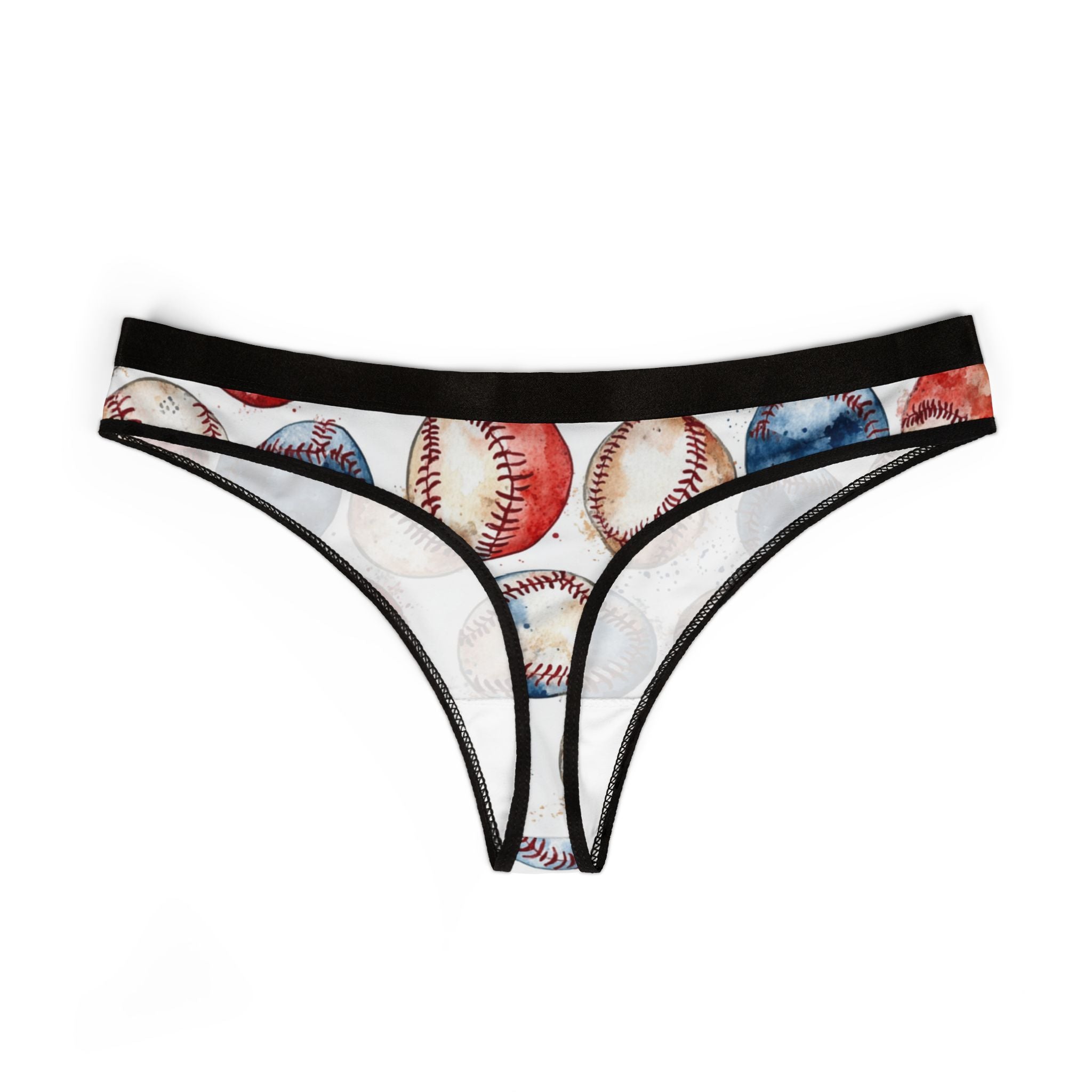 Women's thongs watercolor baseball one