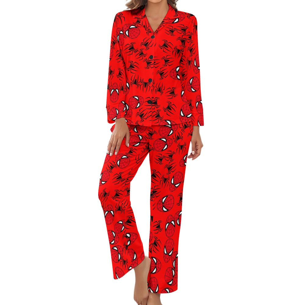 Women's Pajama suit spider web red