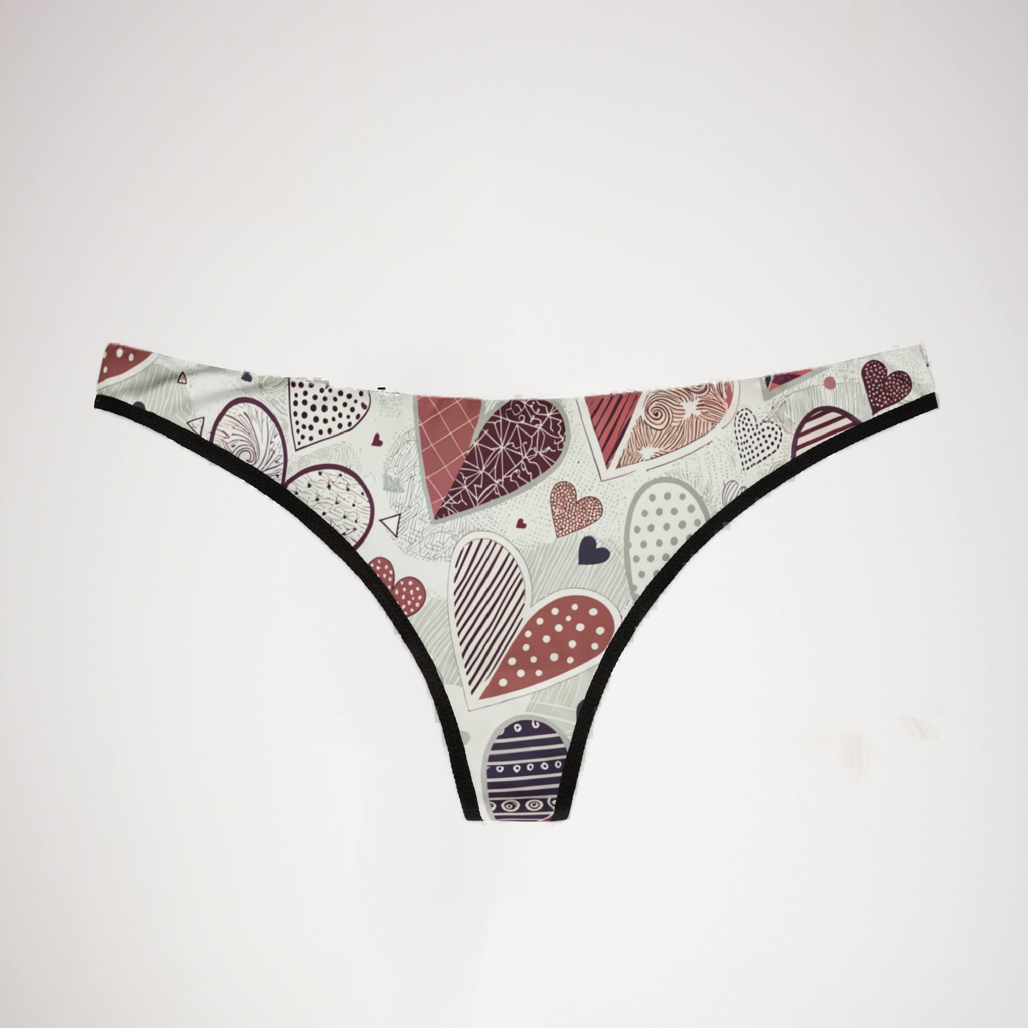 Women's thongs valentine heart retro three
