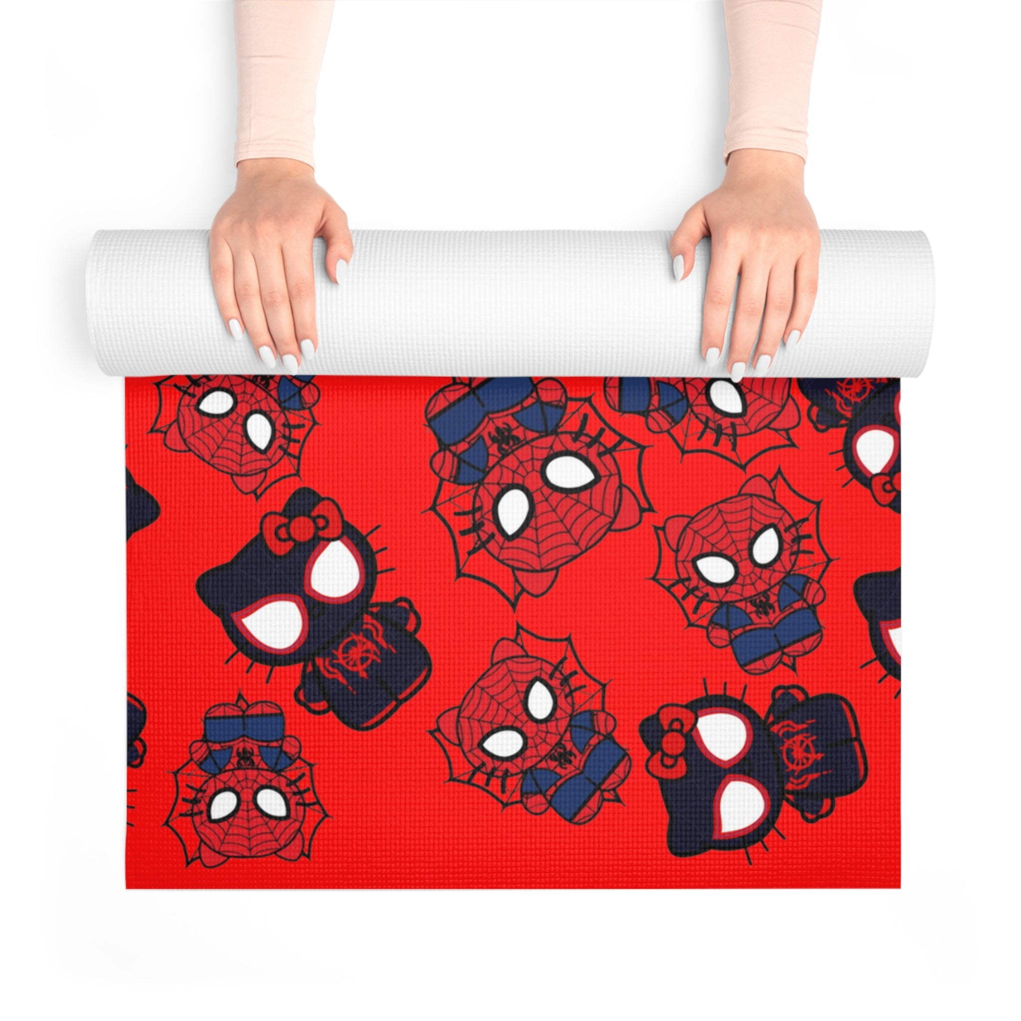 Foam yoga mat kitty spider dark red