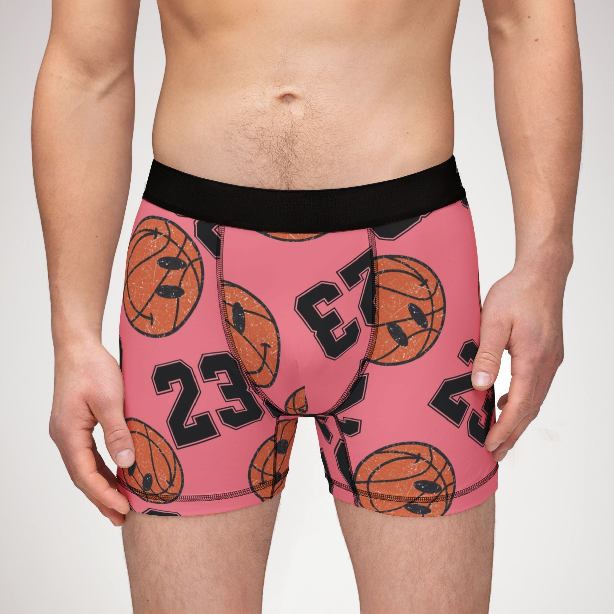 Men's boxers number   basketball pink