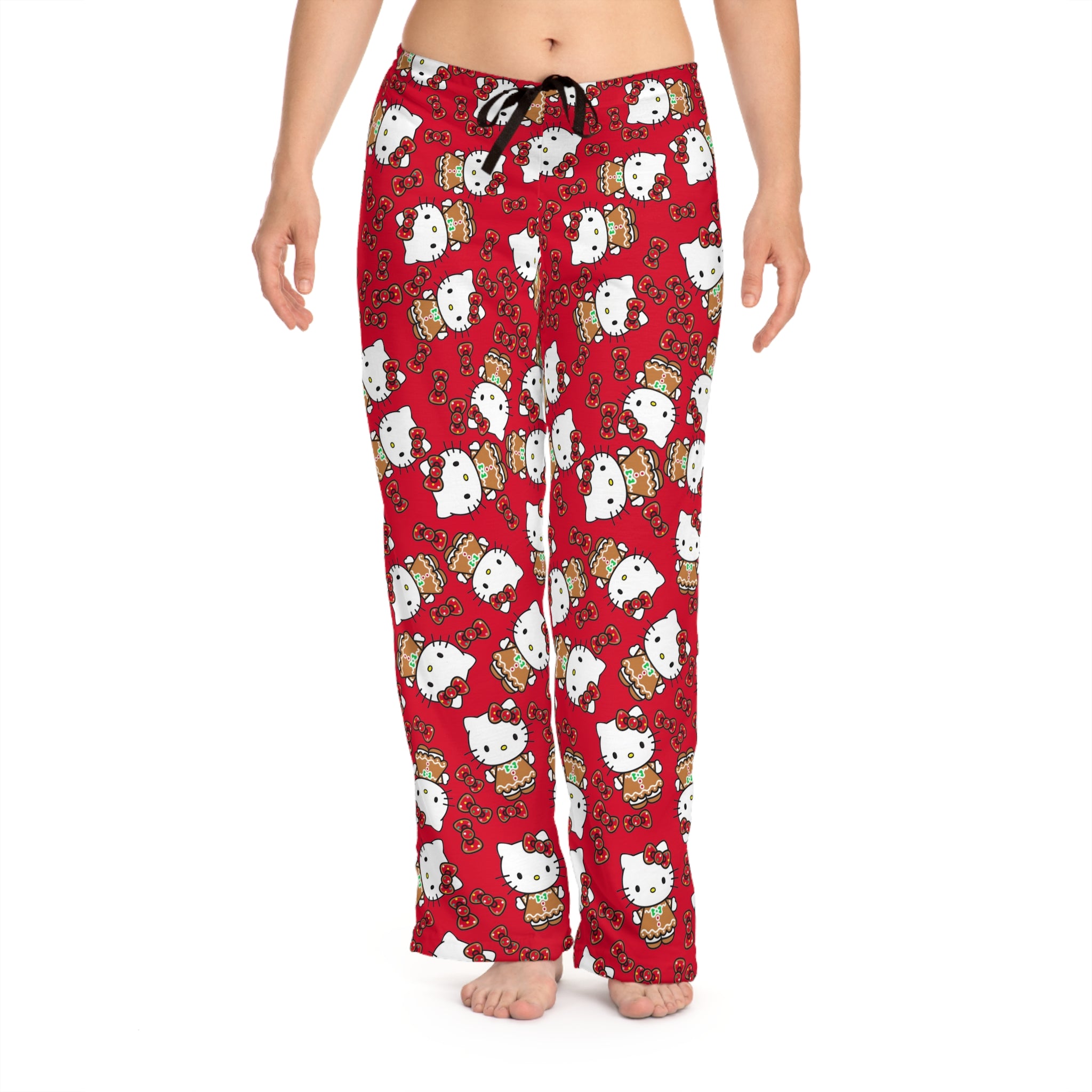 Women's pajama pants kitty cookies noel Christmas red