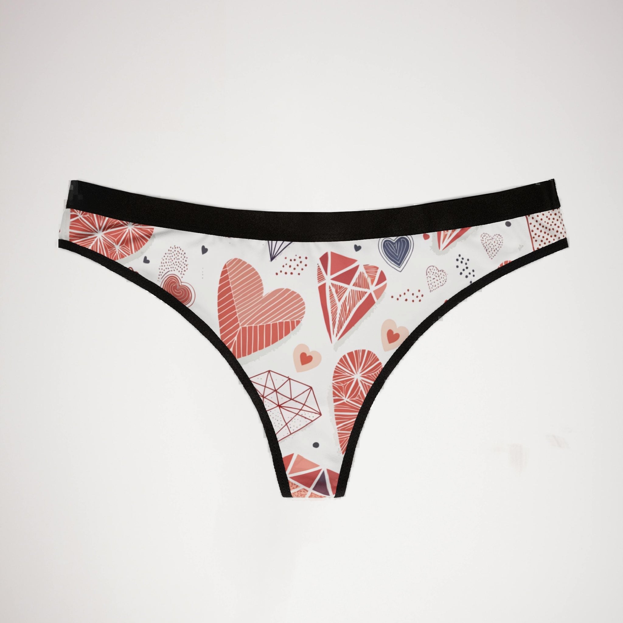 Women's thongs valentine heart retro one