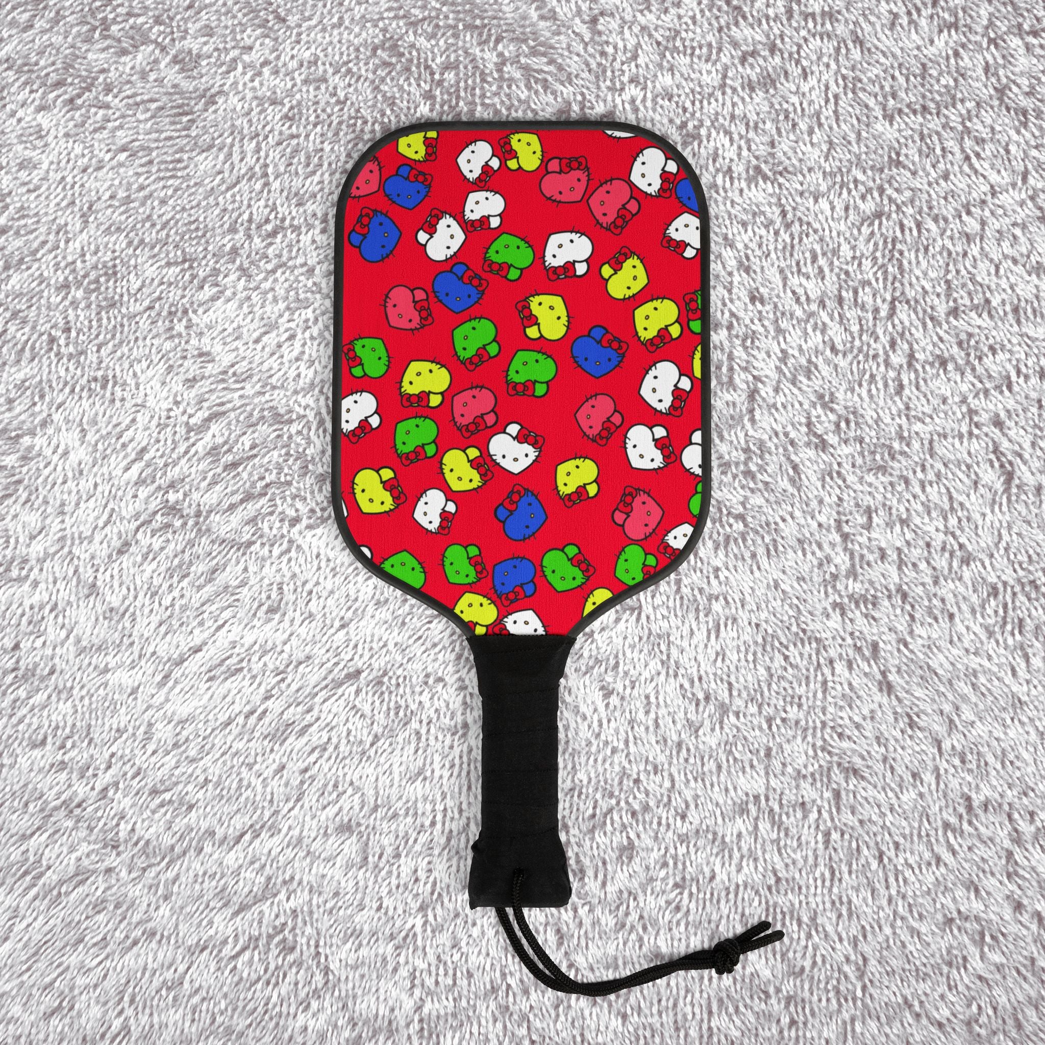 Pickleball kit (2 paddles + 2 balls + transparent bag) kitty hearts multi colors red