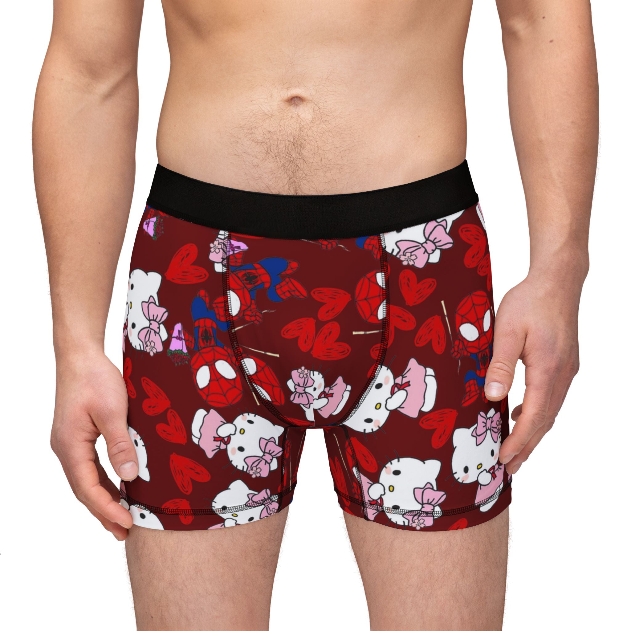 Men's boxers spider kitty flower red