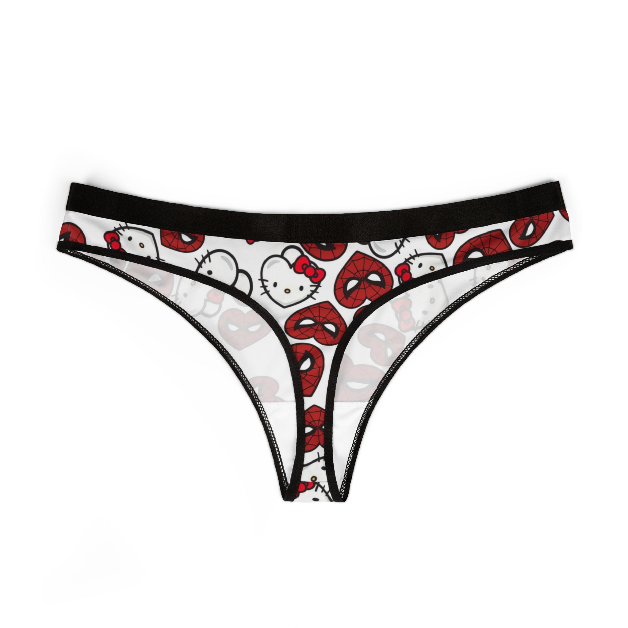 Women's thongs spider kitty double hearts white