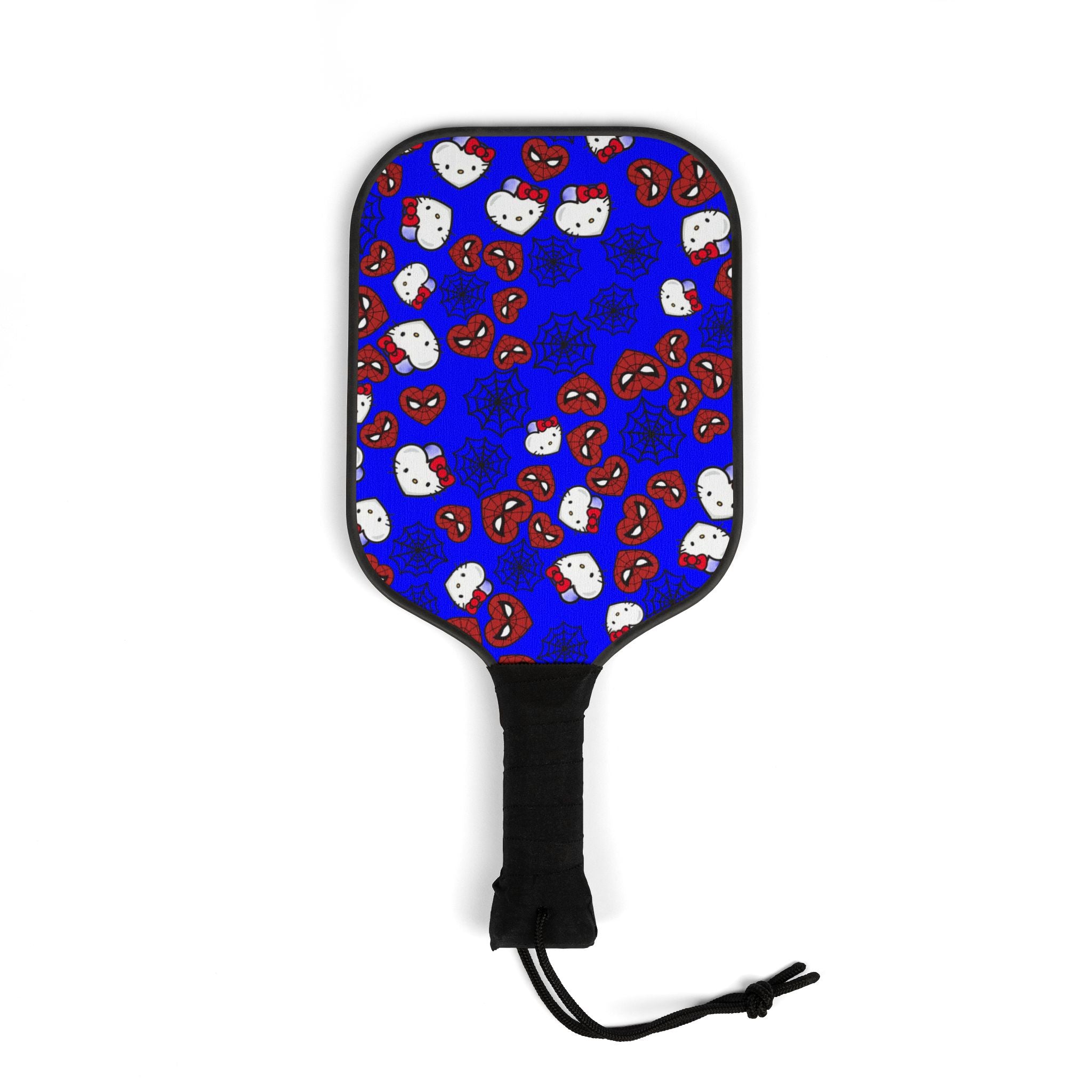 Pickleball kit (2 paddles + 2 balls + transparent bag) kitty spider web heart blue