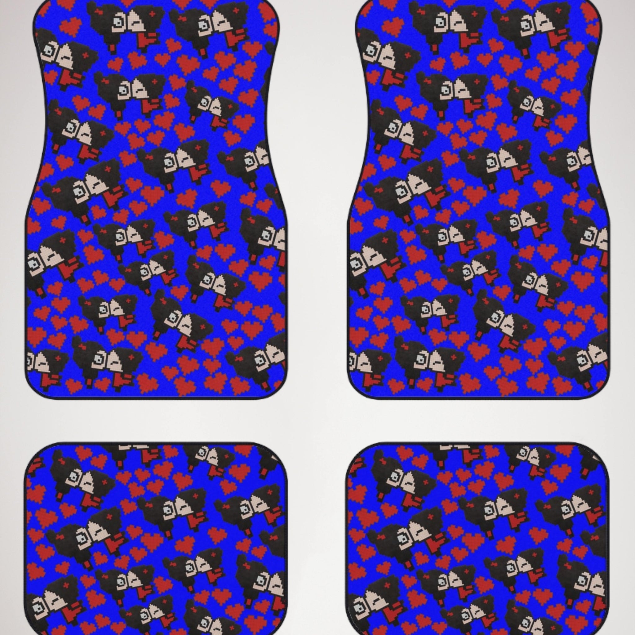 Car mats (set of 4) pixel pucca kiss heart blue