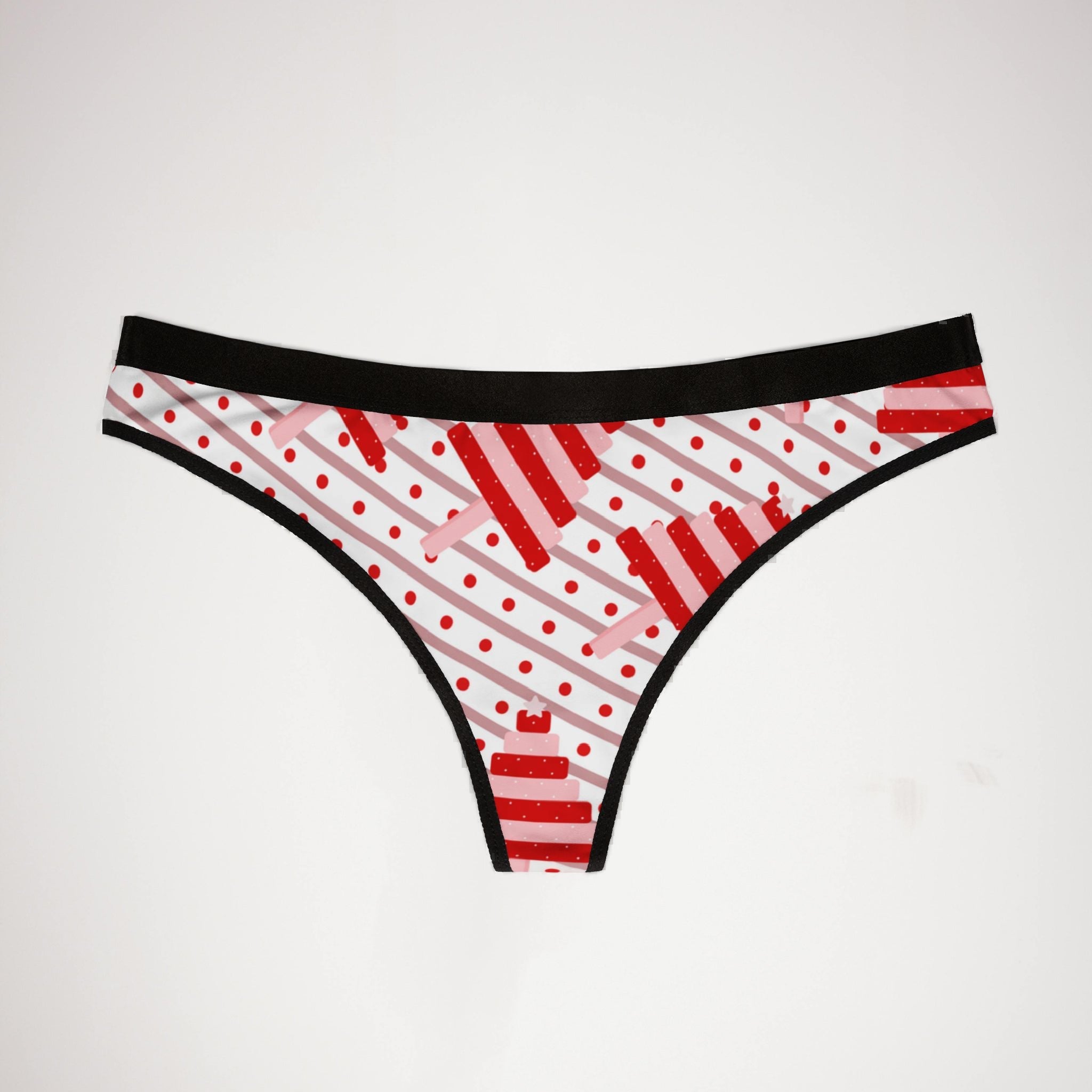 Women's thongs red christmas dots