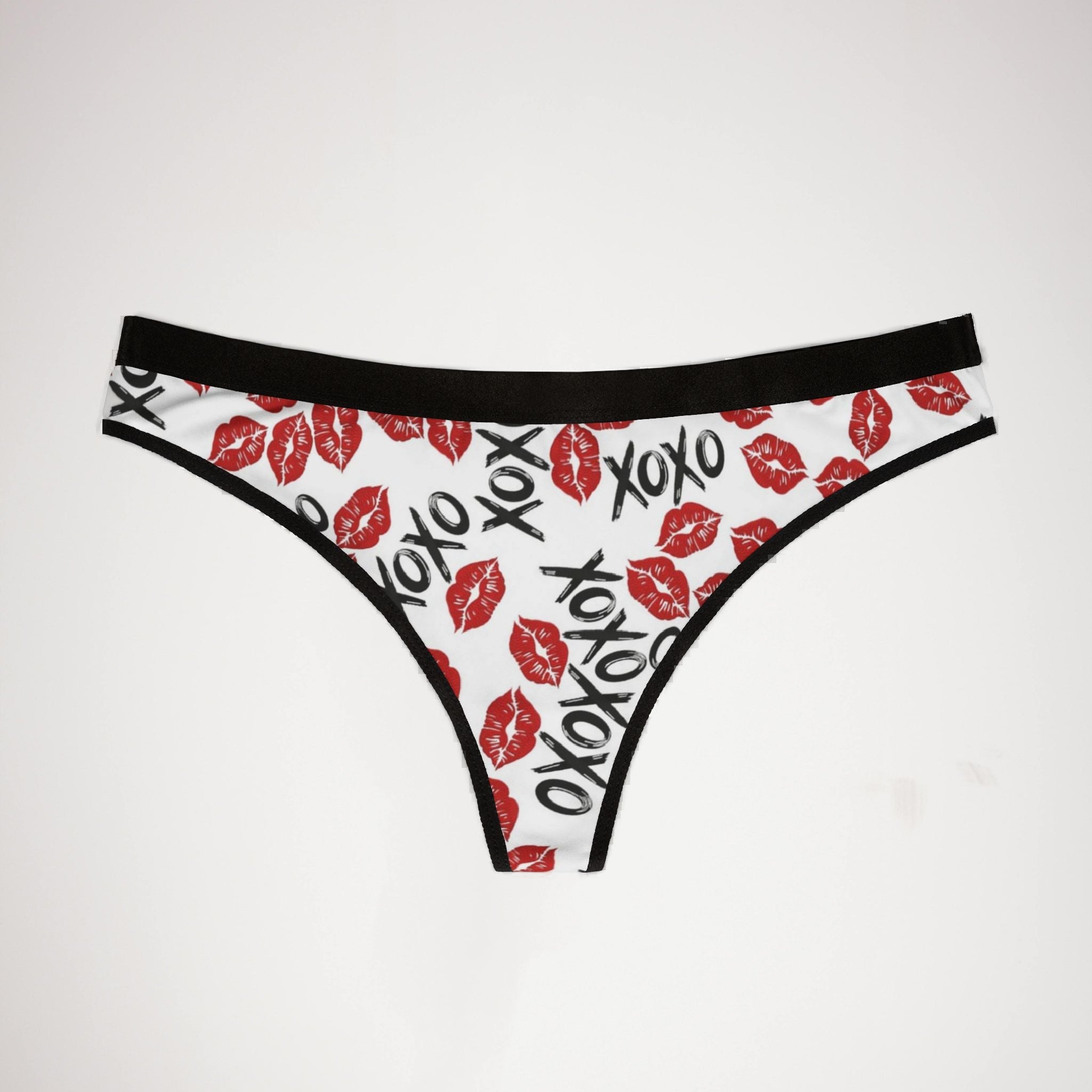 Women's thongs xoxo kiss valentine white