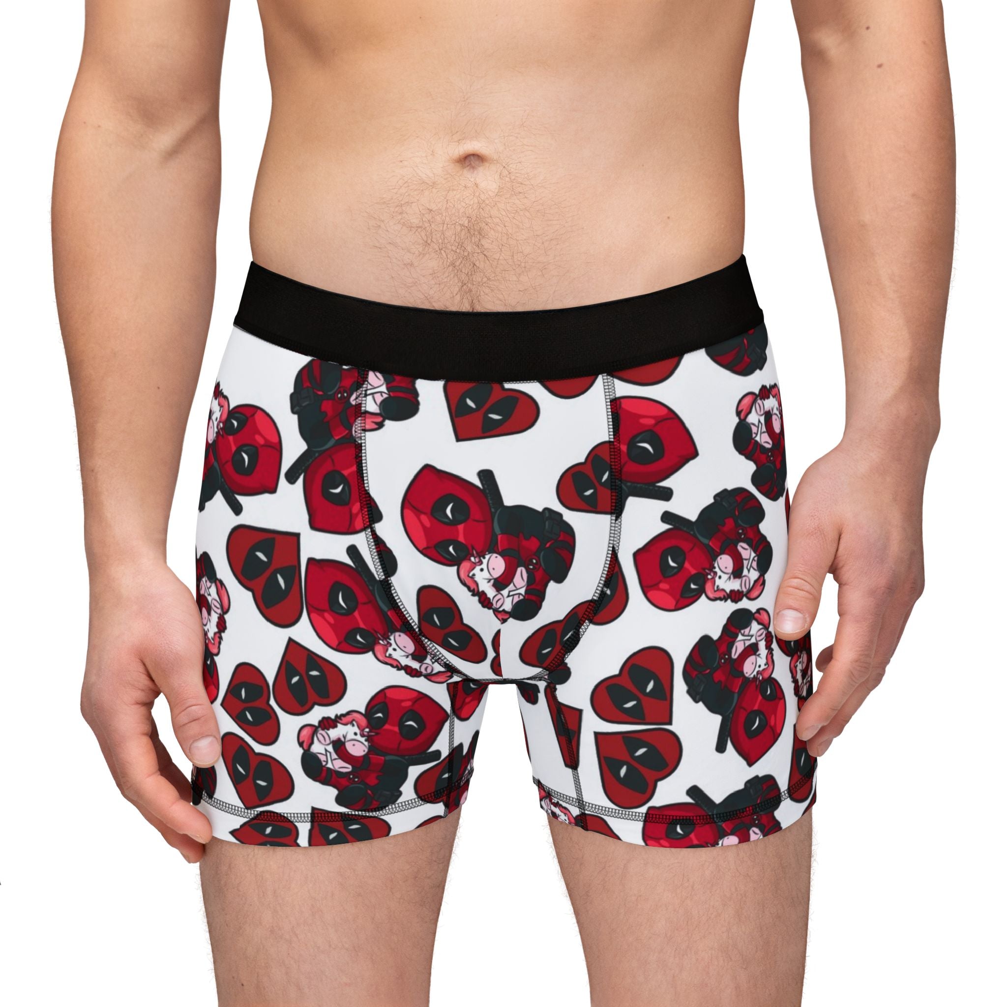 Men's boxers deadpool unicorn hearts valentine love white