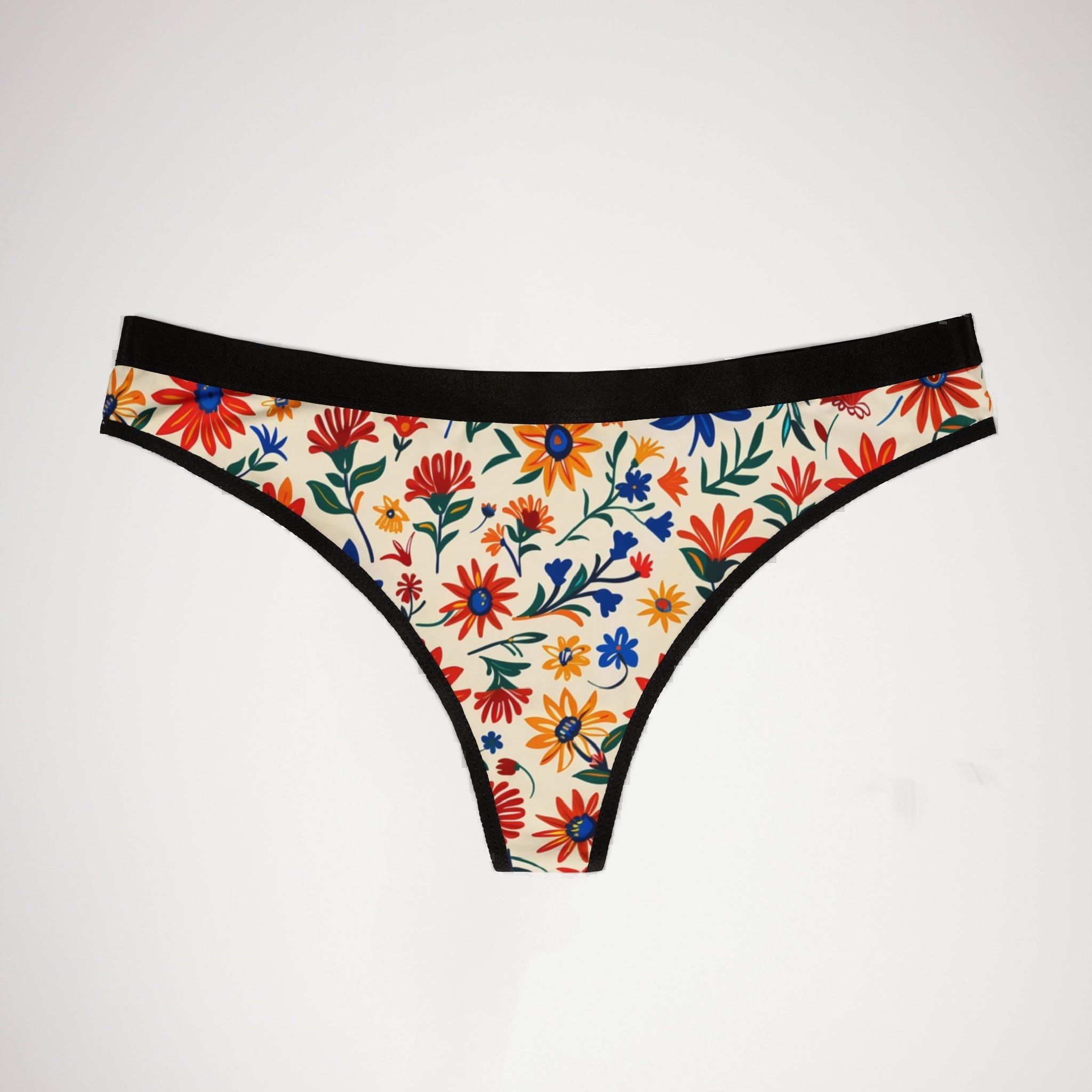 Women's thongs mexican flower one