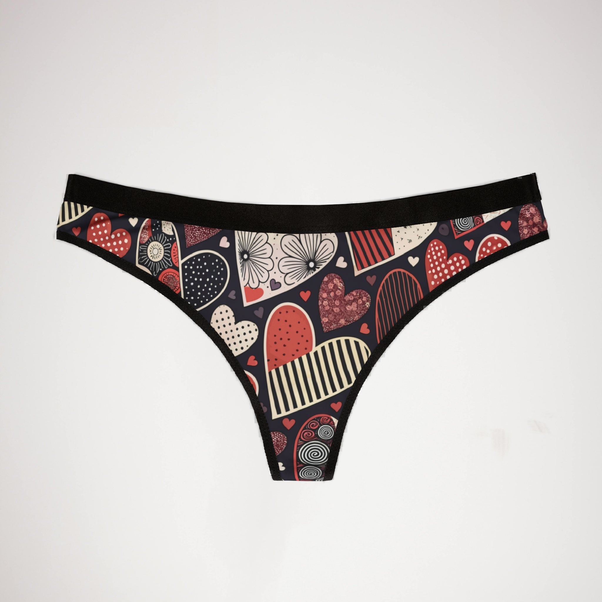 Women's thongs valentine heart retro