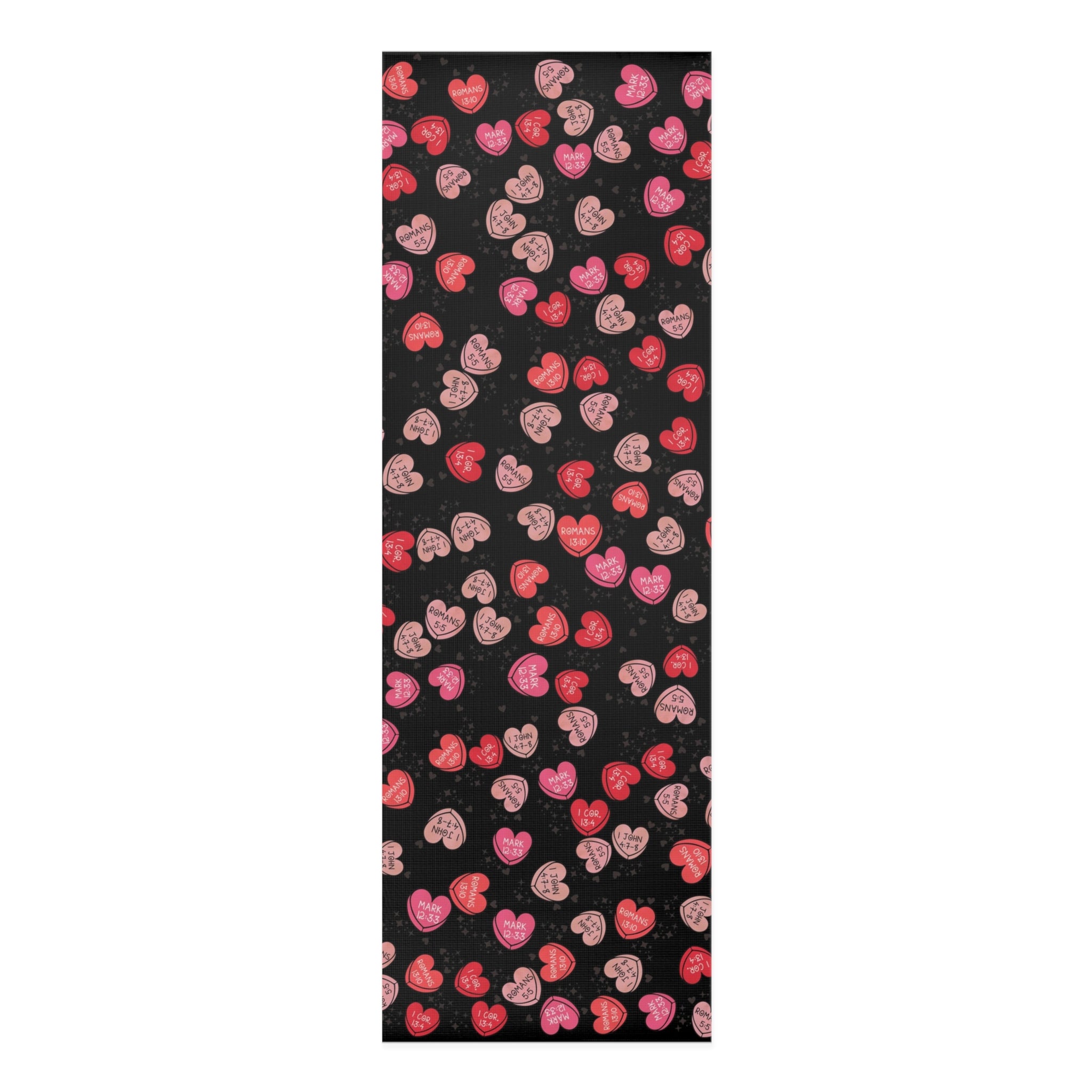 Foam yoga mat christian valentine sweet hearts black