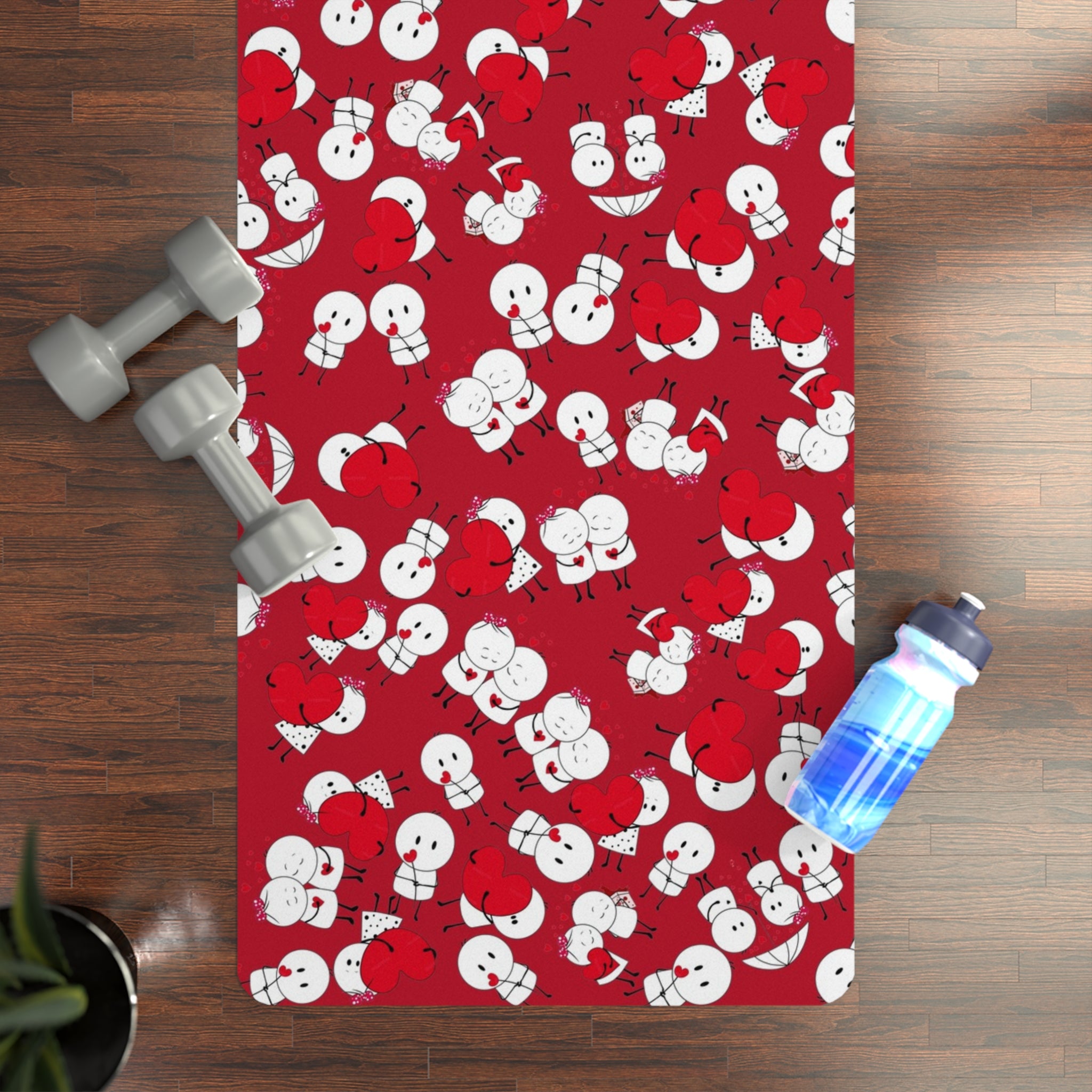 Rubber yoga mat cute valentine love red