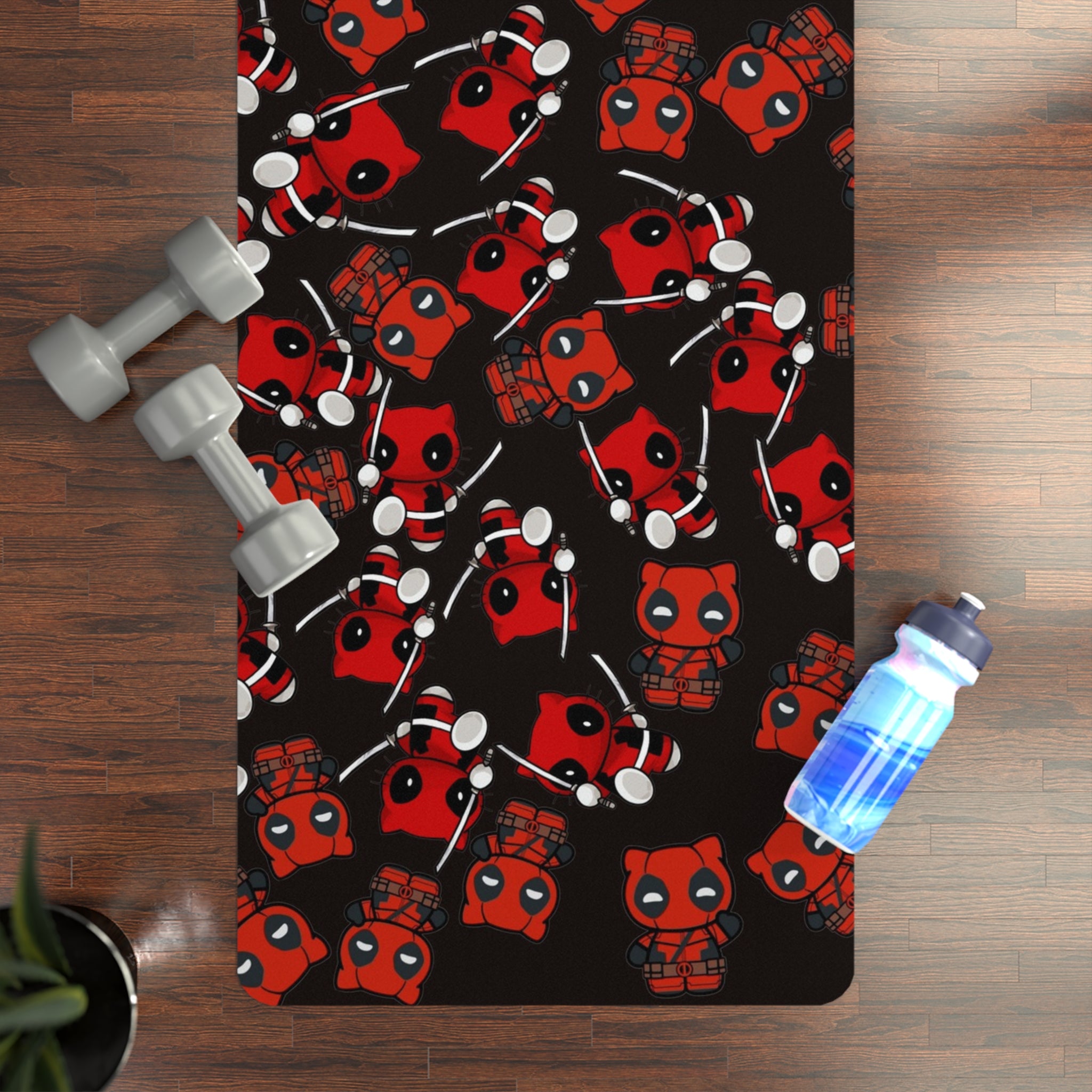 Rubber yoga mat kitty deadpool black