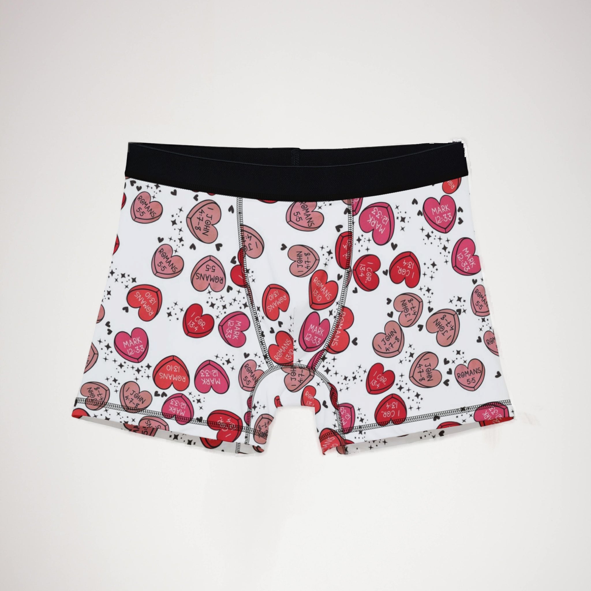 Men's boxers christian valentine sweet hearts white