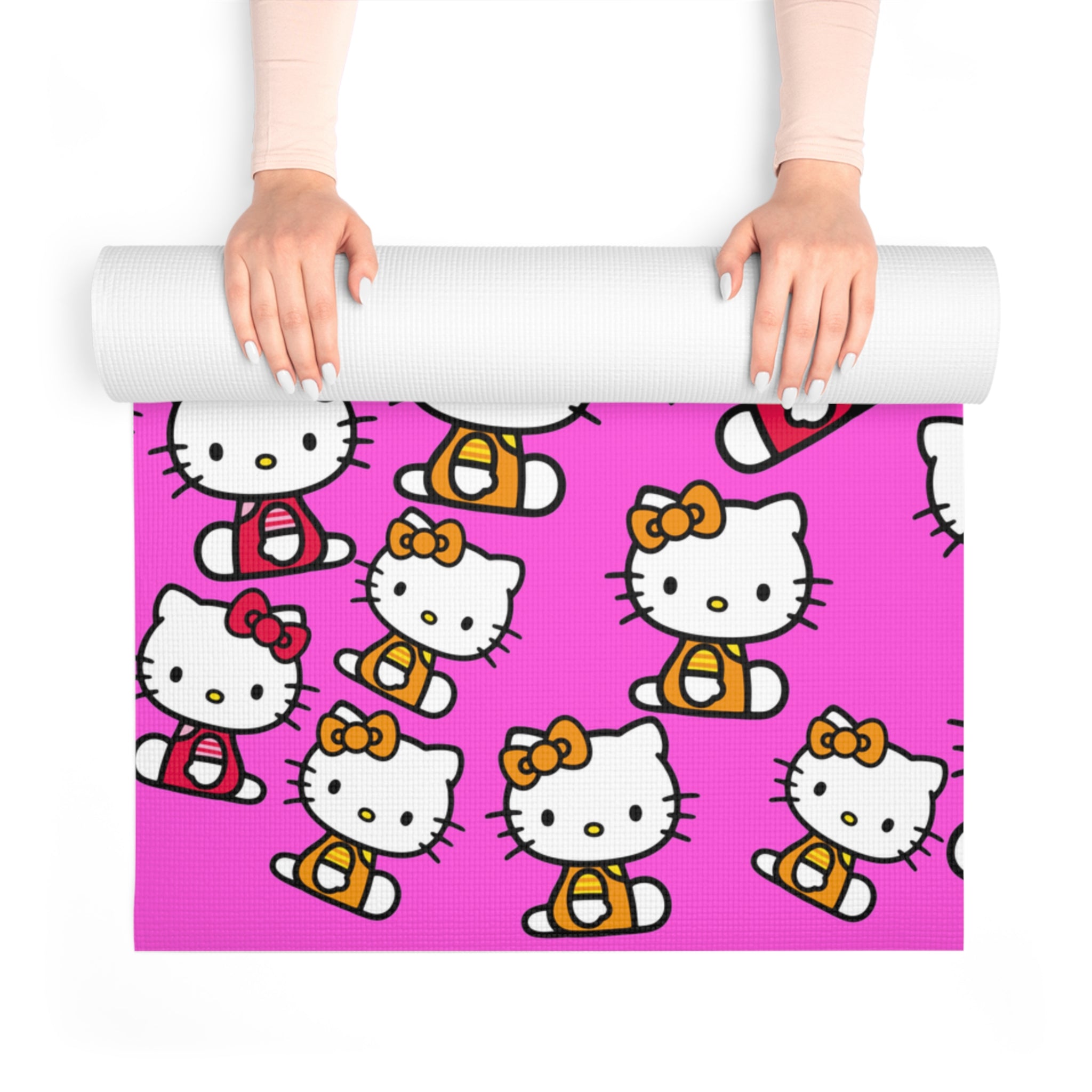 Foam yoga mat kitty two colors pink