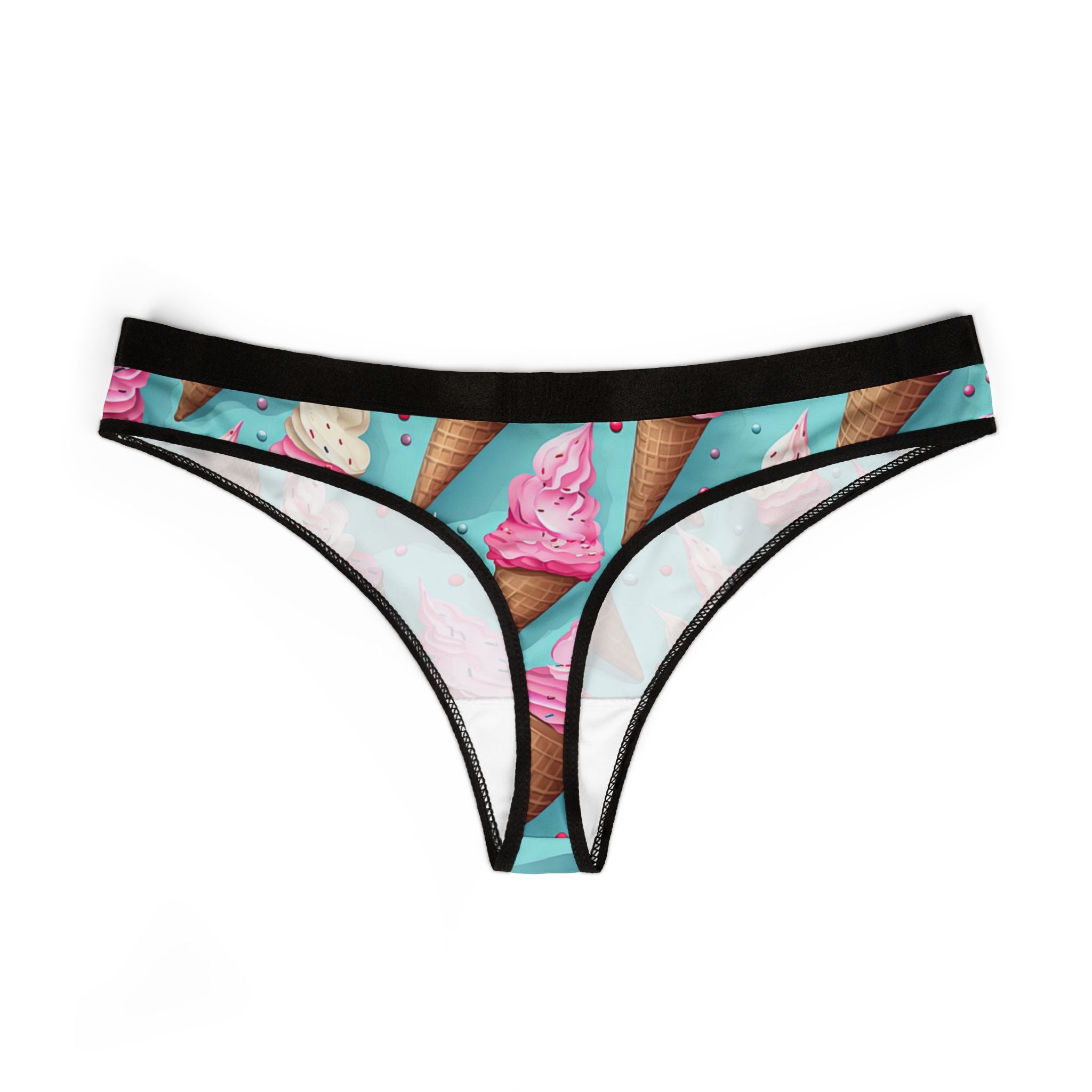 Women's thongs sprinkled ice cream