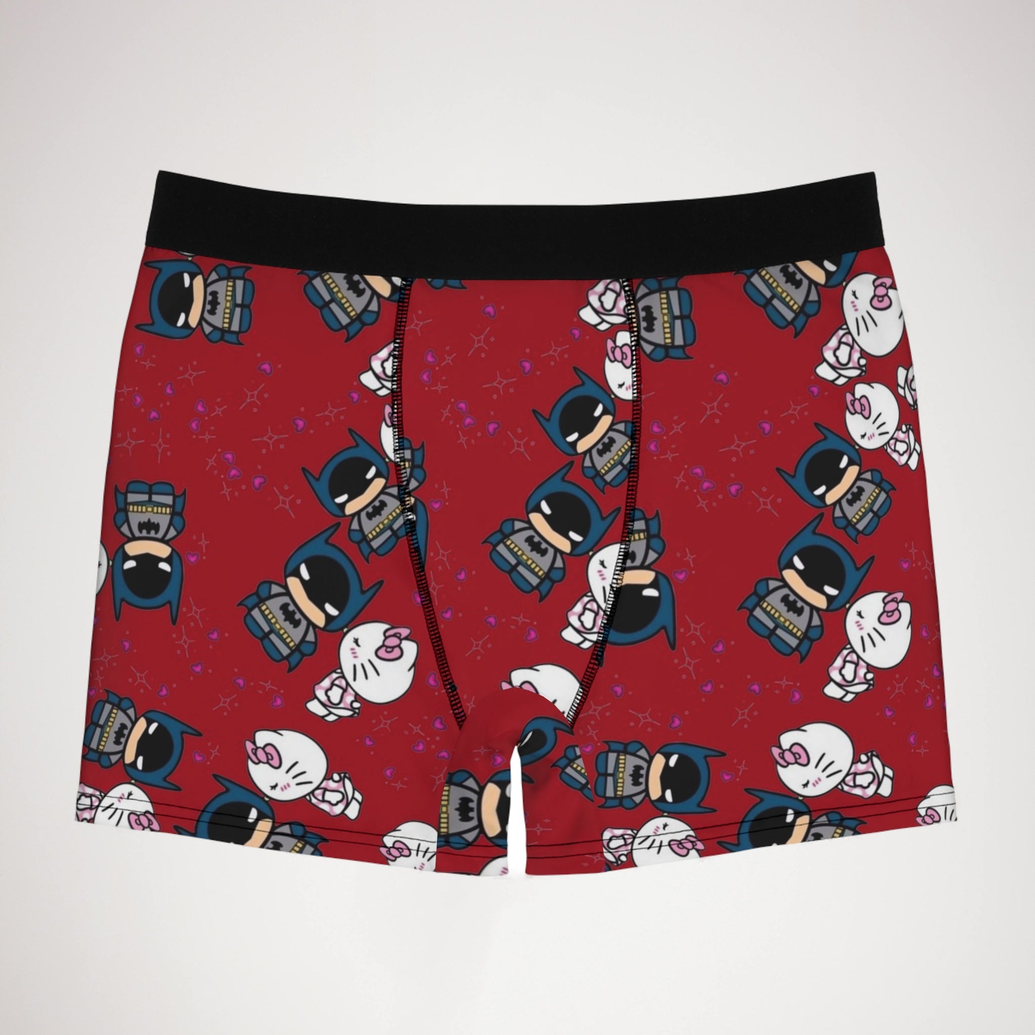 Men's boxer briefs kitty batman valentine kiss red