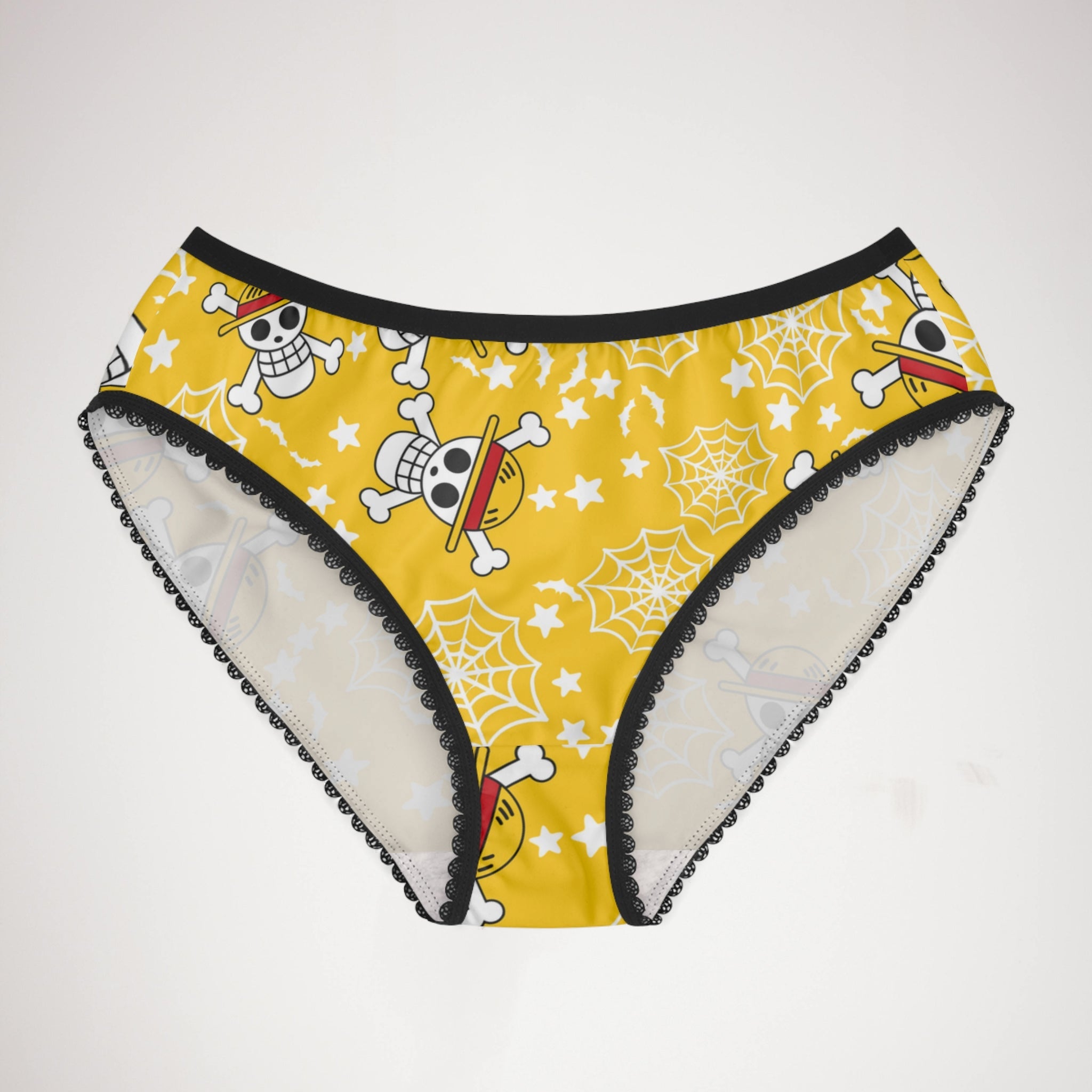 Women's briefs skull anime bats pumpkin halloween yellow