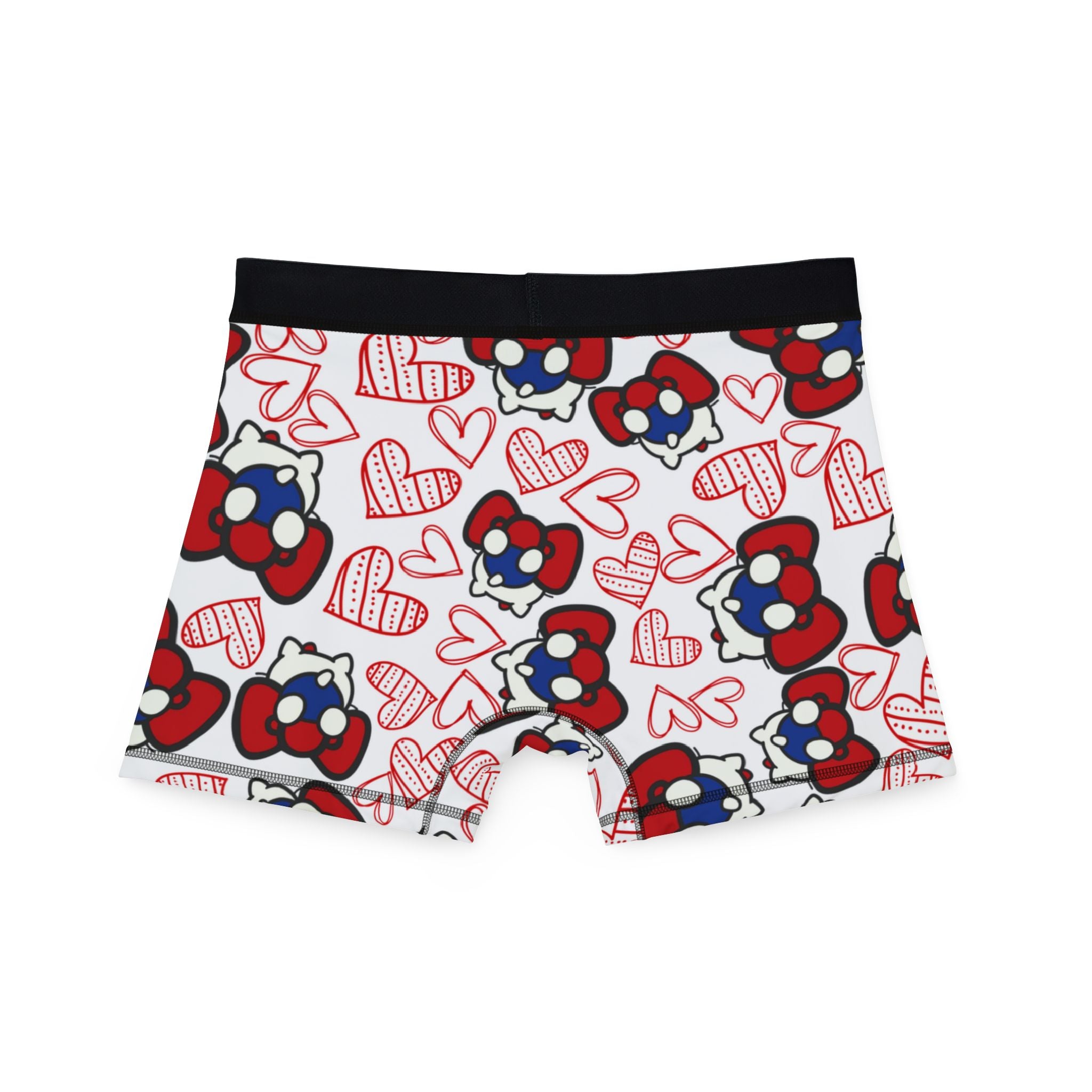 Men's boxers cherry kitty back heart white