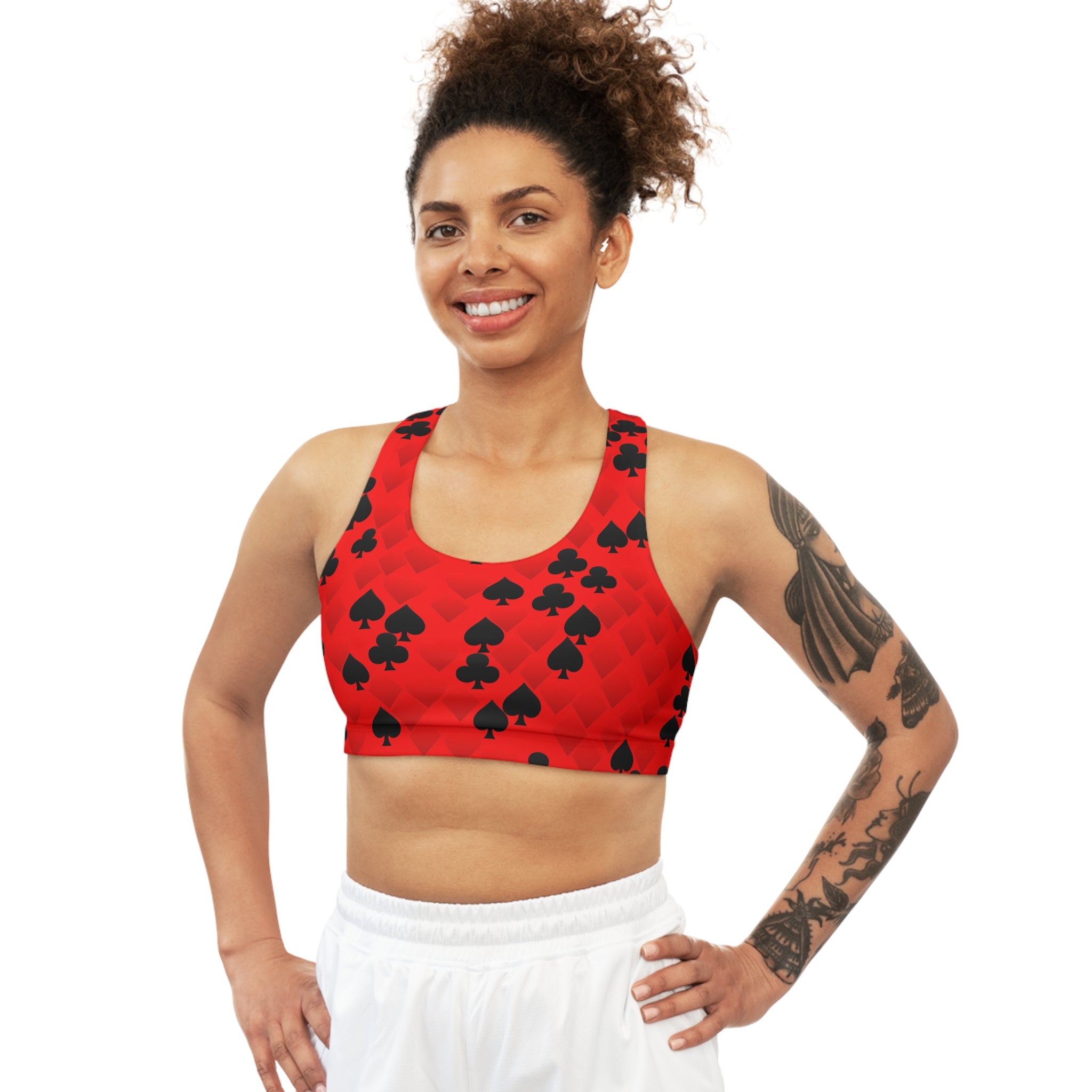 Sports bra playing cards spades hearts diamonds clubs valentine love red