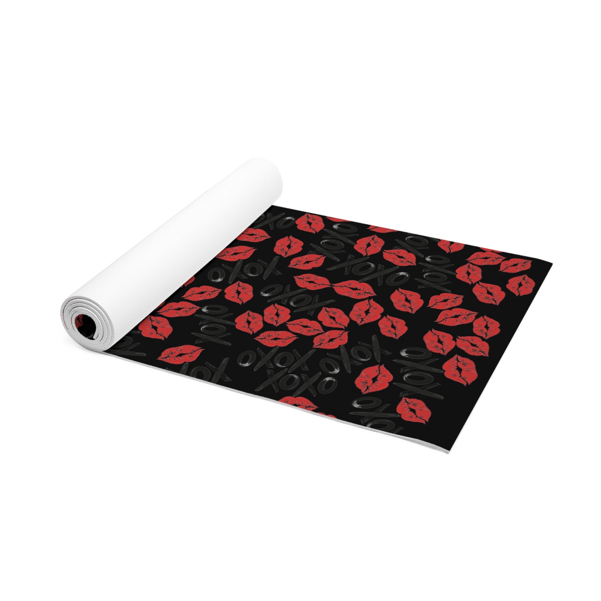 Foam yoga mat xoxo kiss valentine black