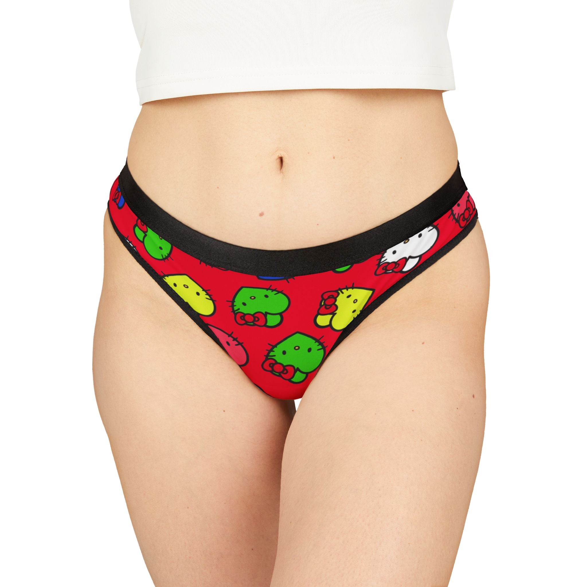 Women's thongs kitty hearts multi colors red