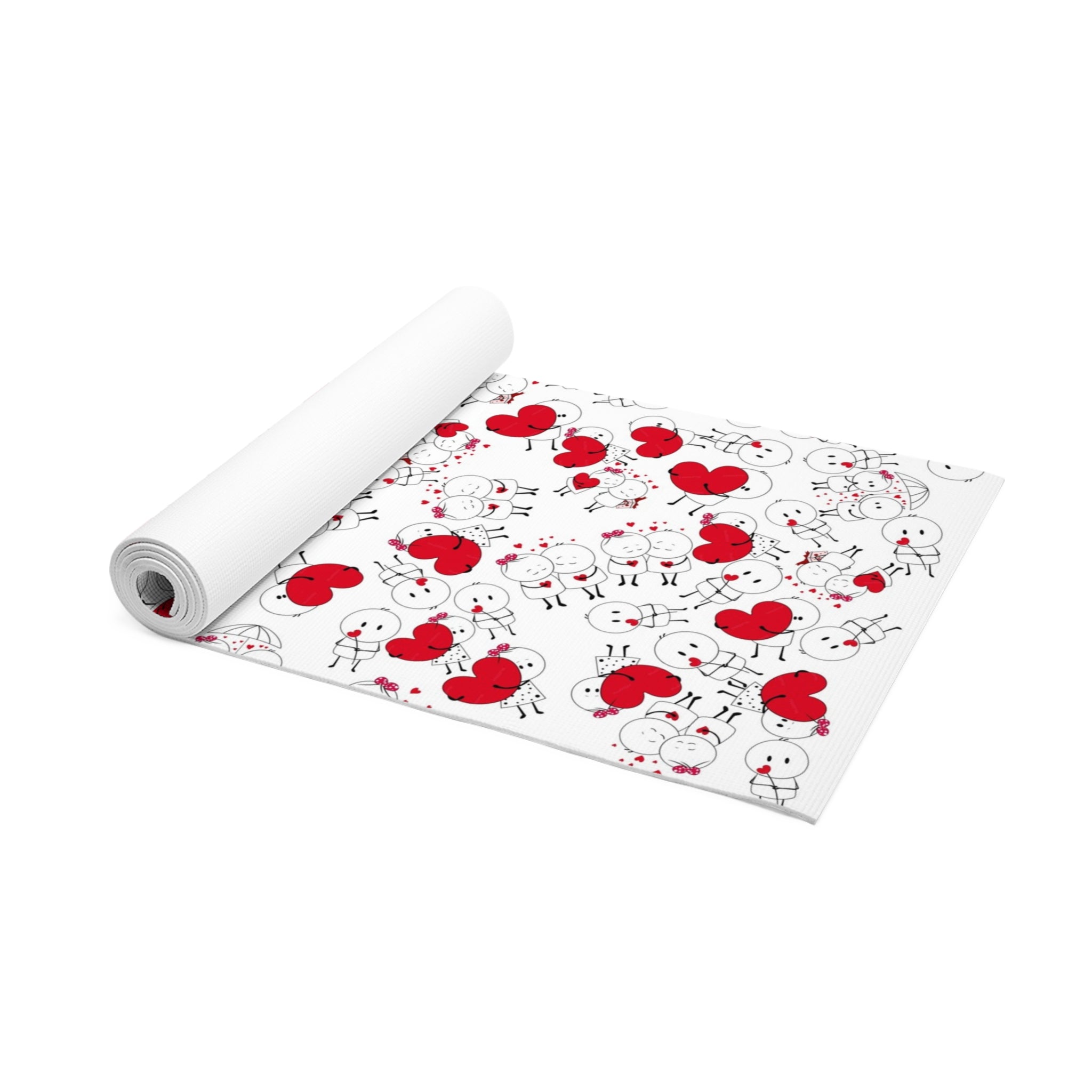 Foam yoga mat cute valentine love white