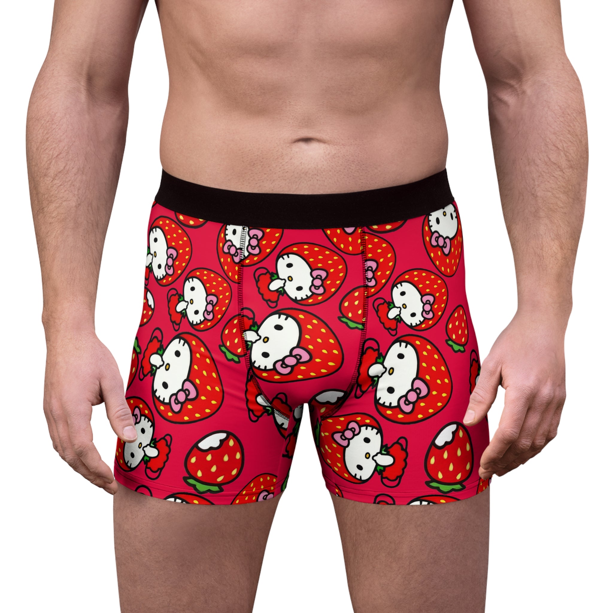 Men's boxer briefs kitty strawberry valentine red