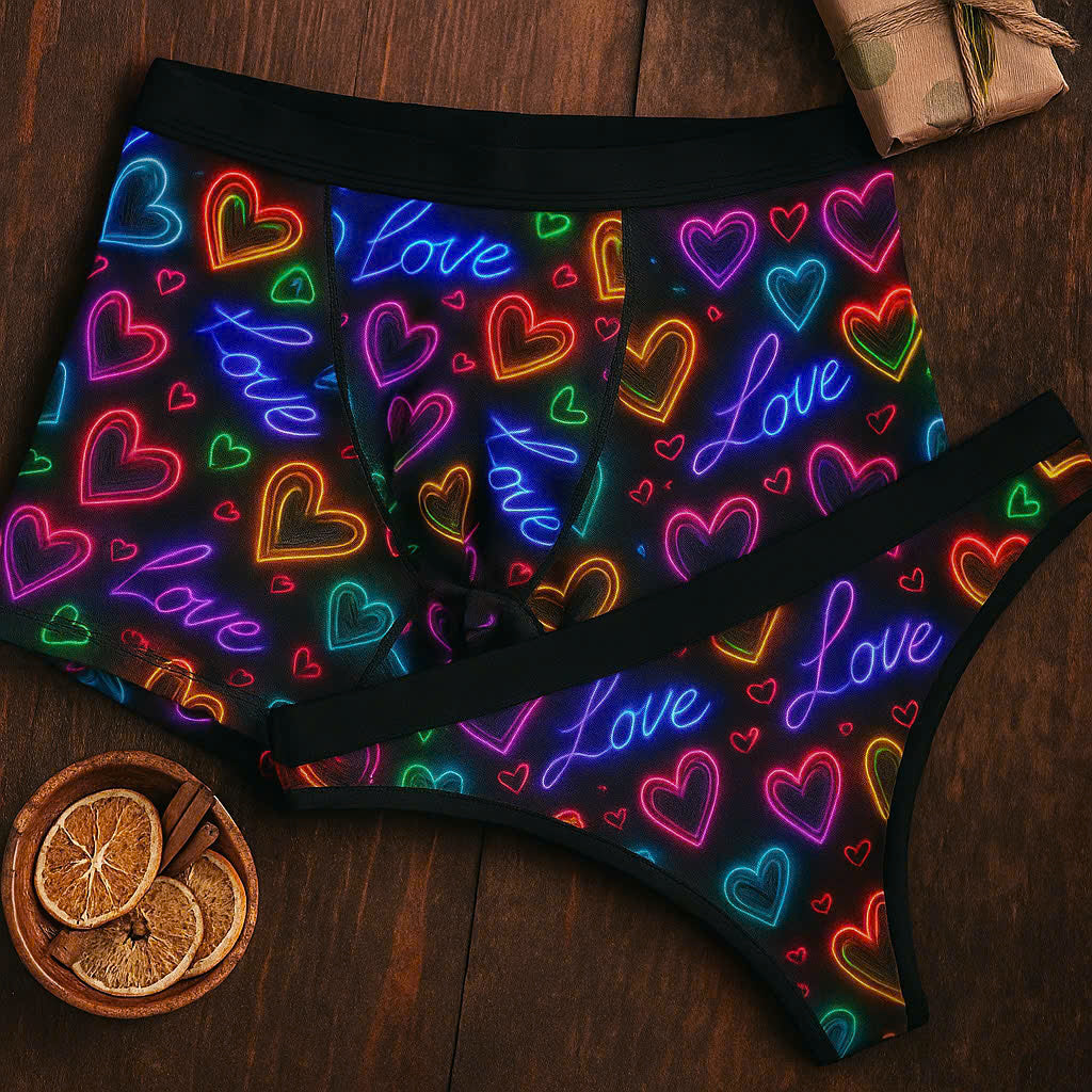 Matching underwear Valentine Digital for couples boxer & thong set