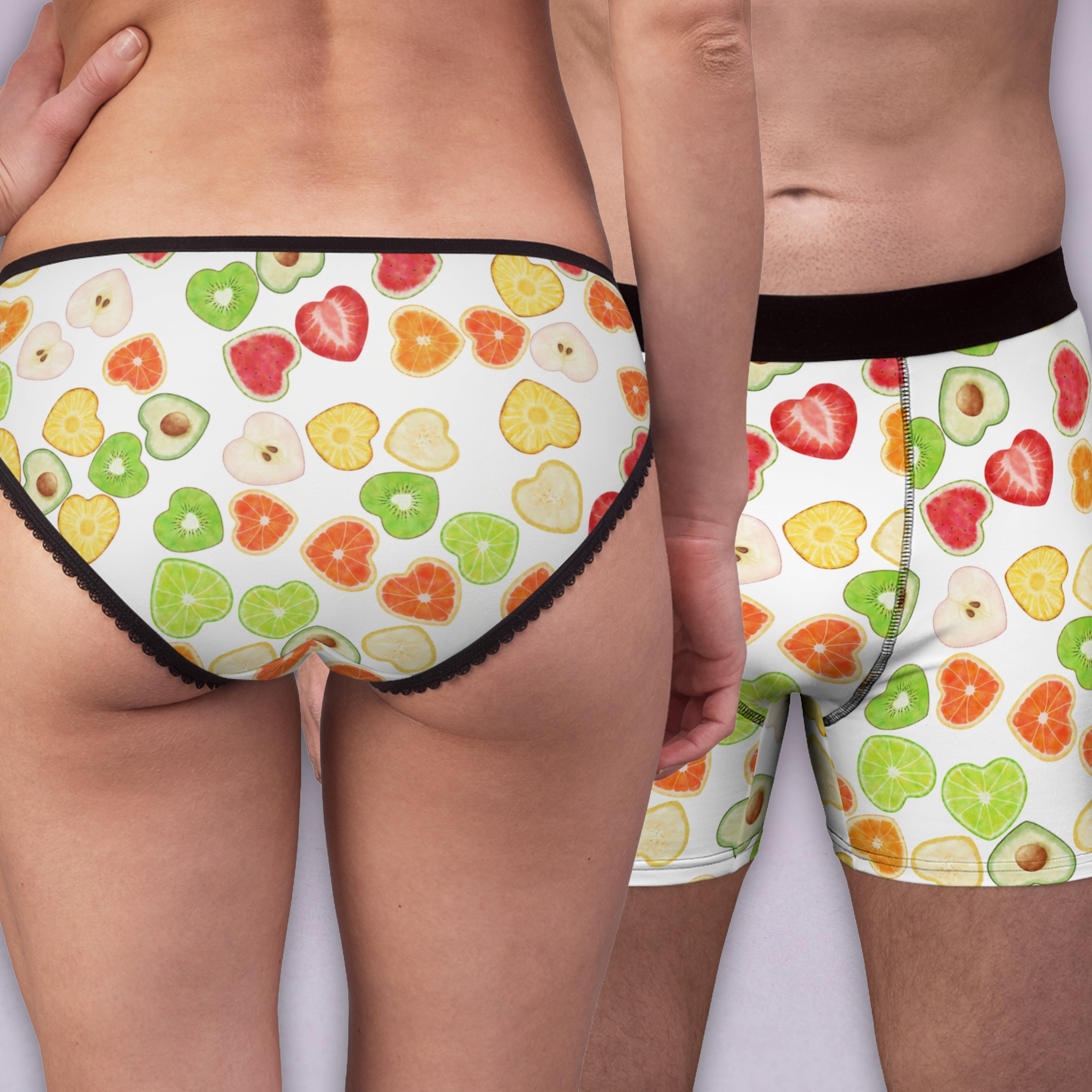 Couples matching heart fruits underwear set boxer & briefs