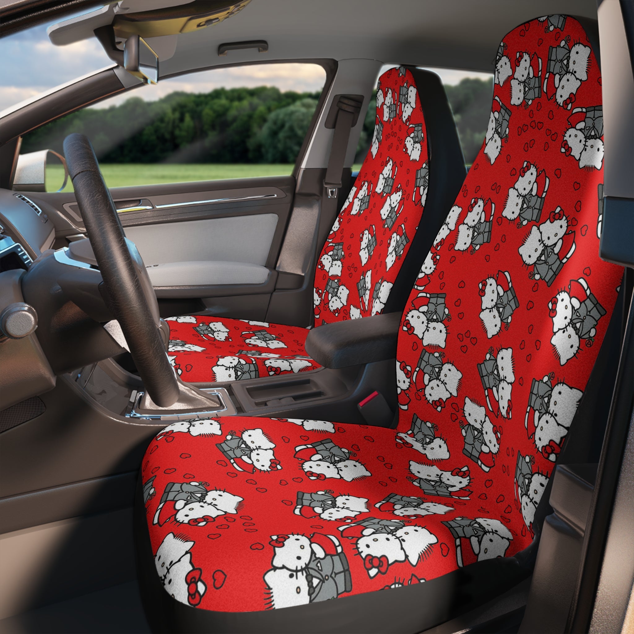 Car seat covers kitty wedding anniversary red