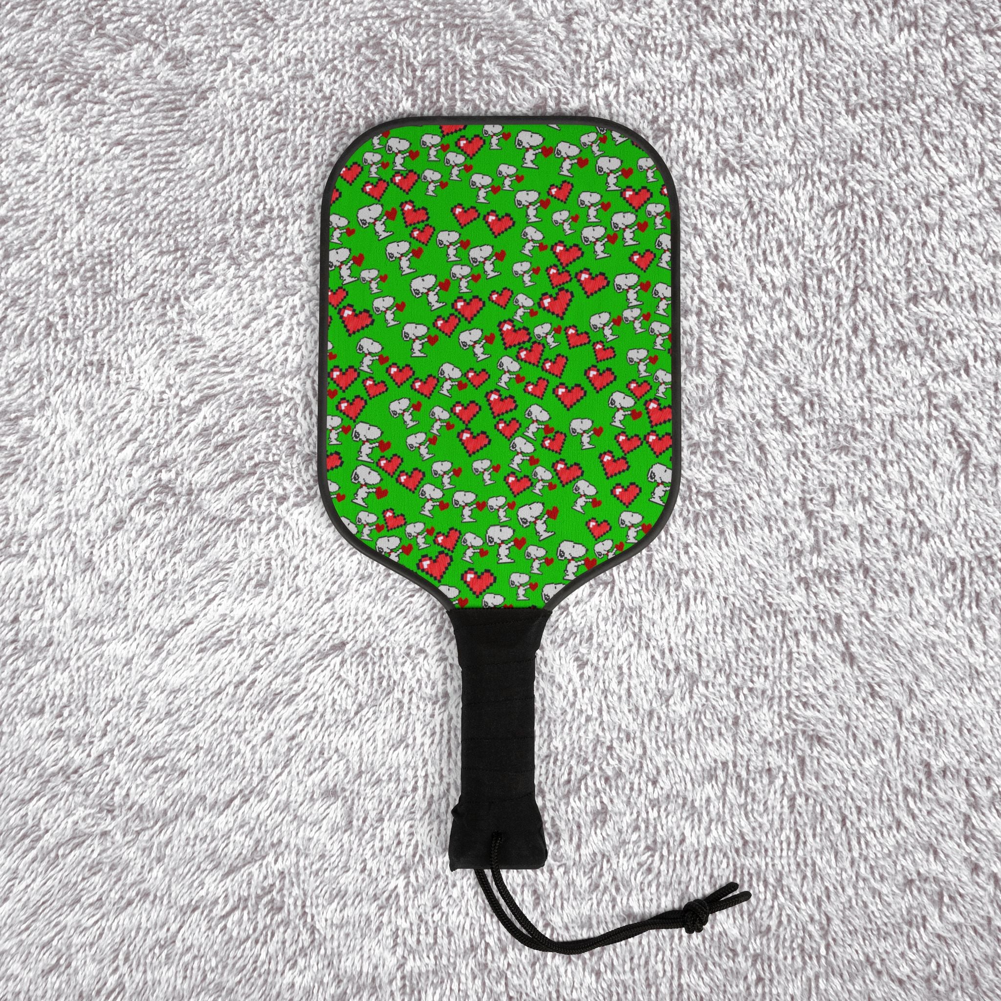 Pickleball kit (2 paddles + 2 balls + transparent bag) snoopy hearts valentine green